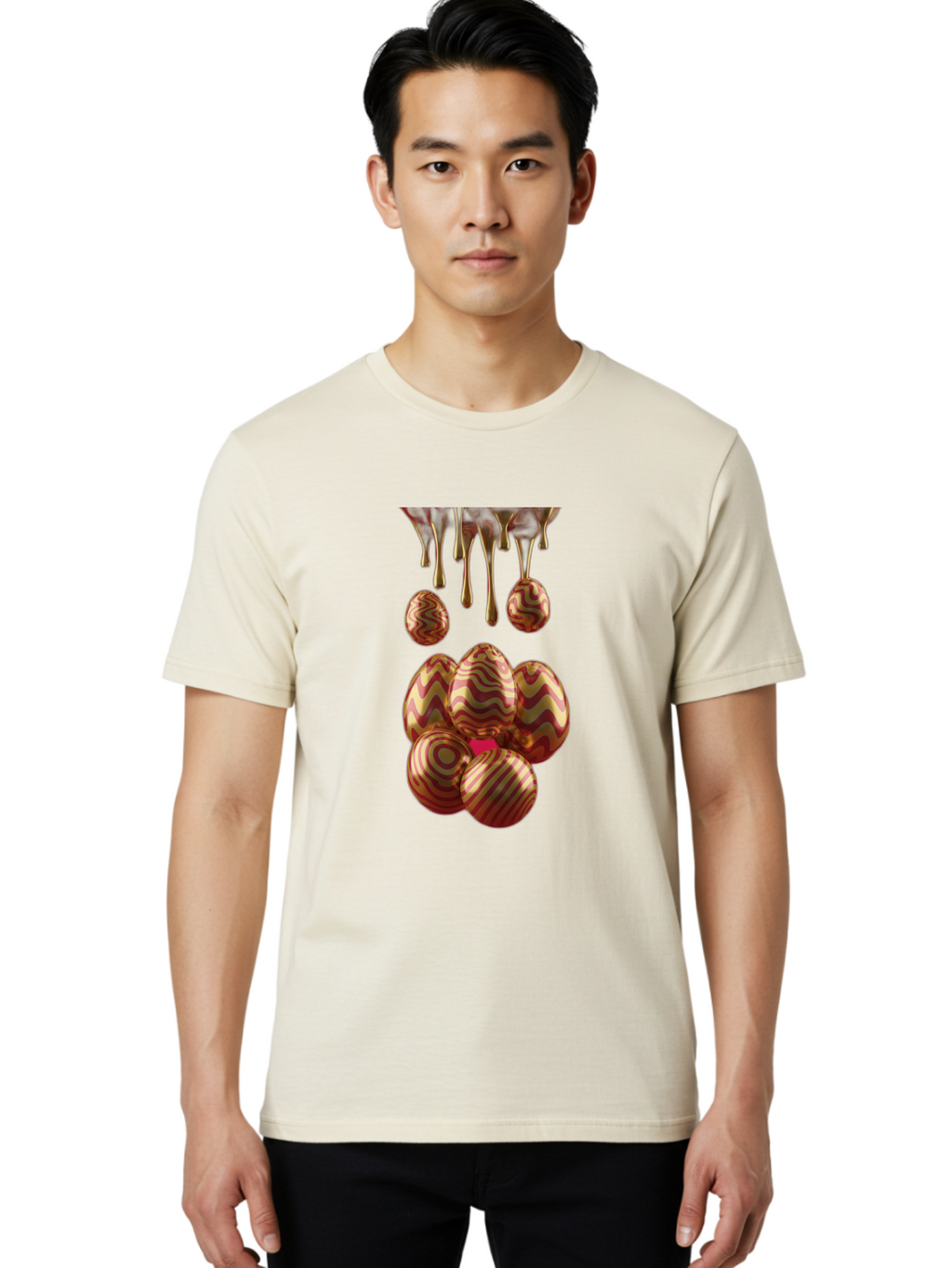 Chocolate-Easter-Eggs Men'S Graphic Tee, 100% Cotton, Comfortable Casual Summer Wear, Machine Washable, Chocolate Covered Eggs, Patterned Eggs, Dripping Chocolate, Decadent Treats, Sweet Indulgence, Rich Desserts, Chocolate Lovers, Sweet Tooth Baa309