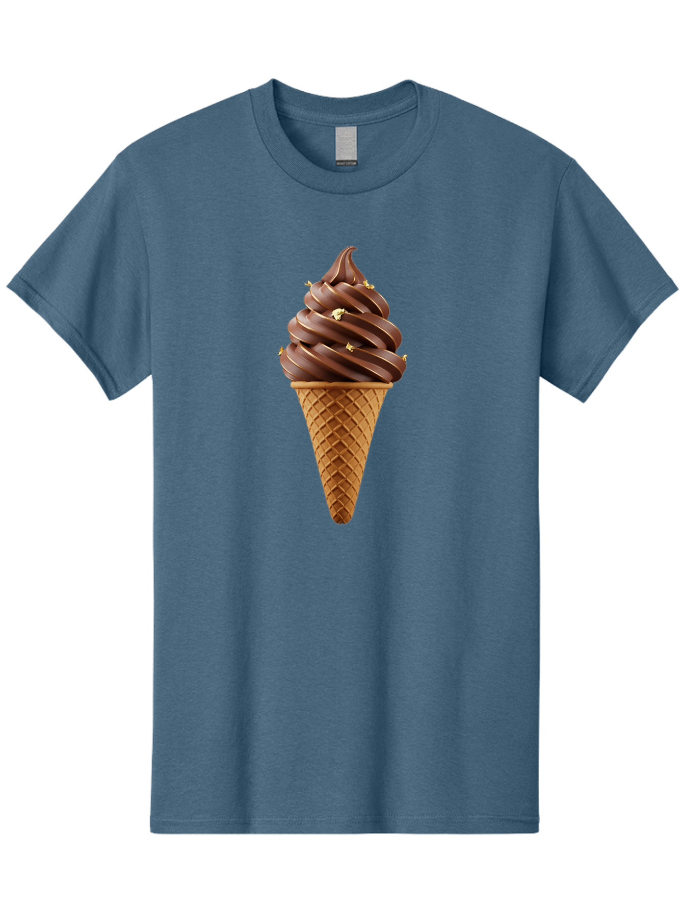 Chocolate-Ice-Cream-Cone Men'S Graphic Tee, 100% Cotton, Comfortable Casual Summer Wear, Machine Washable, Chocolate Ice Cream Cone, Chocolate Soft Serve, Edible Gold Decorations, Dessert Treats, Chocolatey Delights, Ice Cream Novelty, Baa310