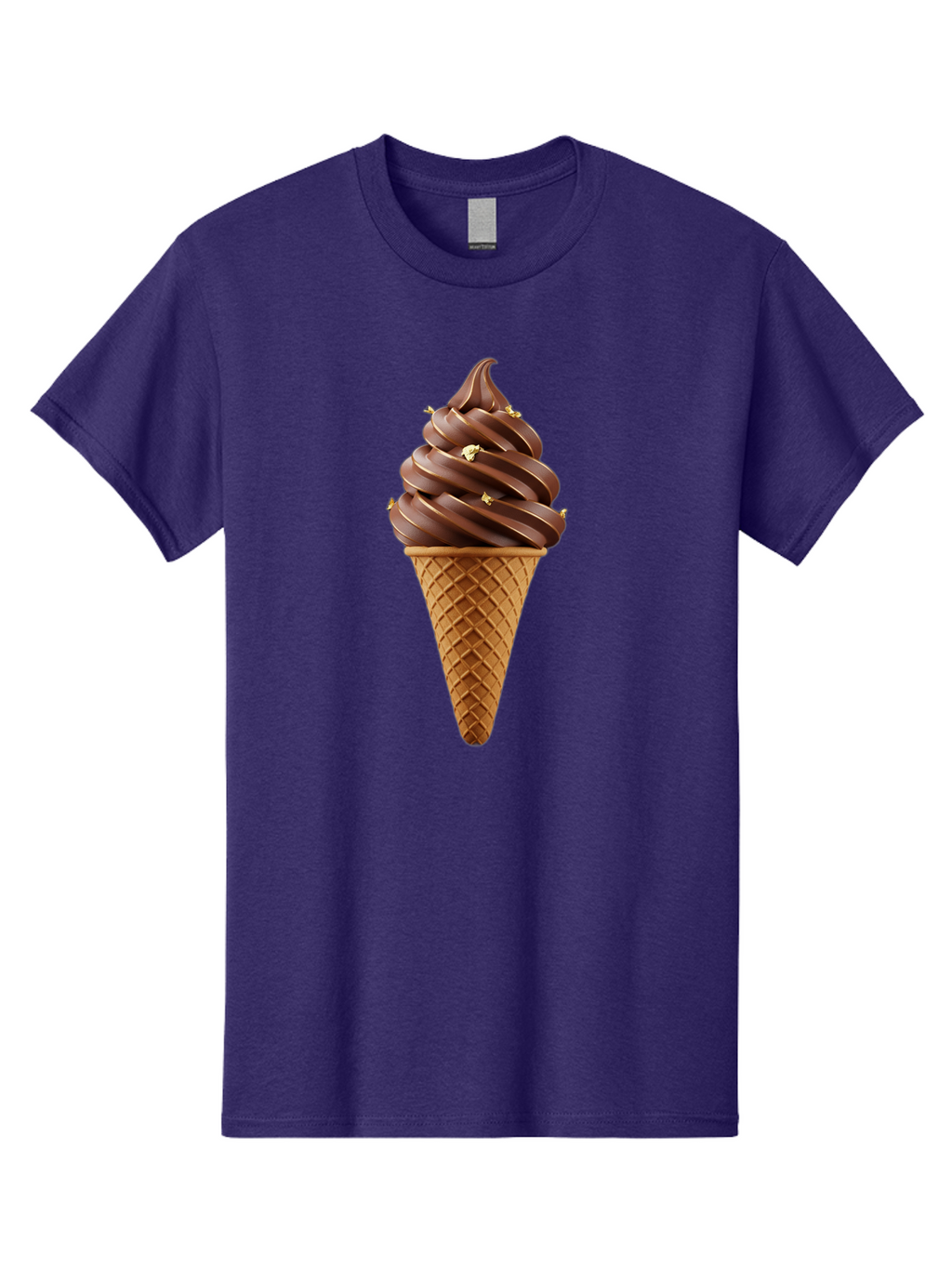 Chocolate-Ice-Cream-Cone Men'S Graphic Tee, 100% Cotton, Comfortable Casual Summer Wear, Machine Washable, Chocolate Ice Cream Cone, Chocolate Soft Serve, Edible Gold Decorations, Dessert Treats, Chocolatey Delights, Ice Cream Novelty, Baa310