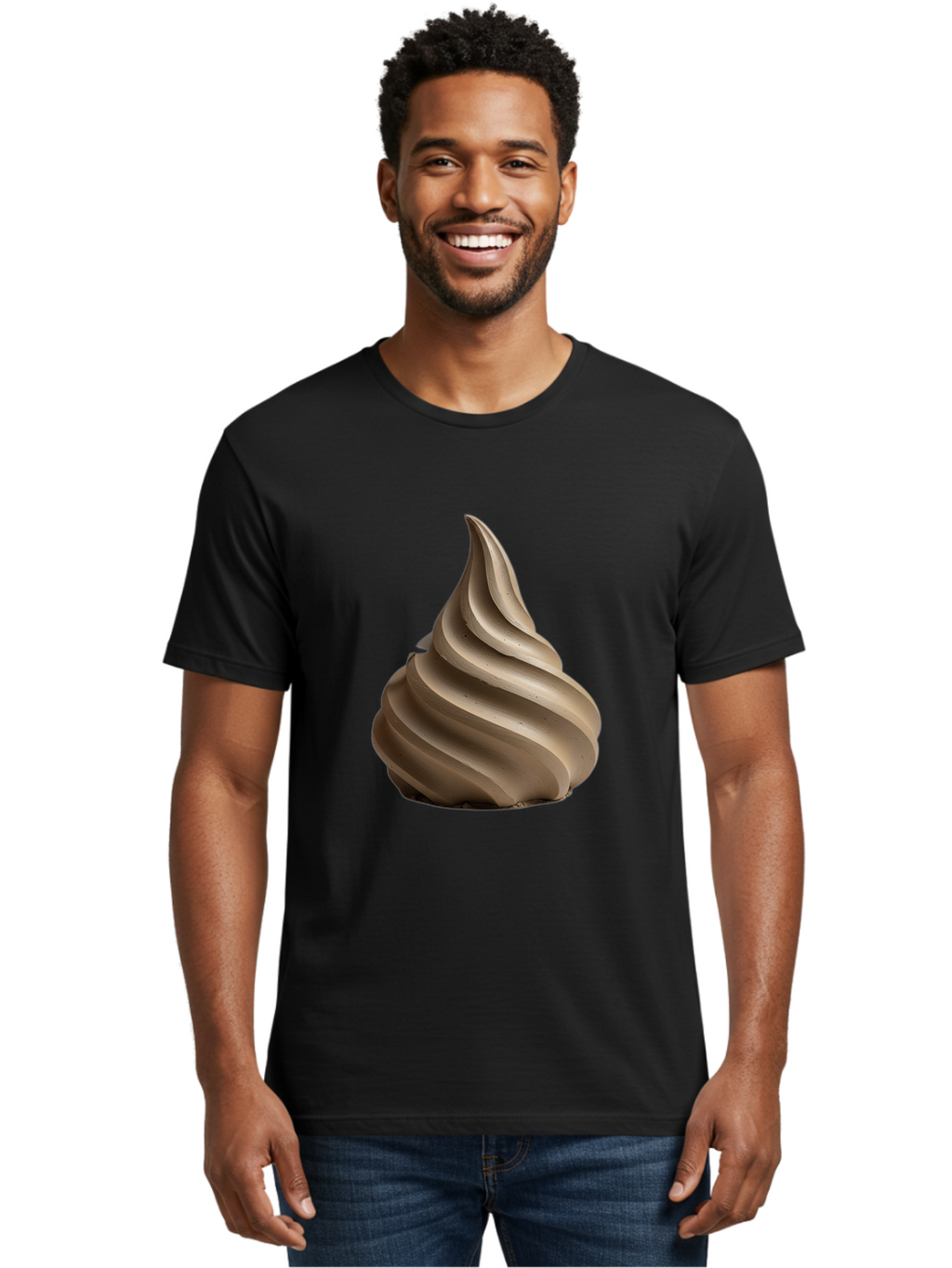 Chocolate-Soft-Serve Men'S Graphic Tee, 100% Cotton, Comfortable Casual Summer Wear, Machine Washable, Chocolate Soft-Serve Ice Cream, Swirly Ice Cream, Soft-Serve Swirl, Chocolate Treat, Creamy Dessert, Sweet Indulgence, Frozen Delight Baa312