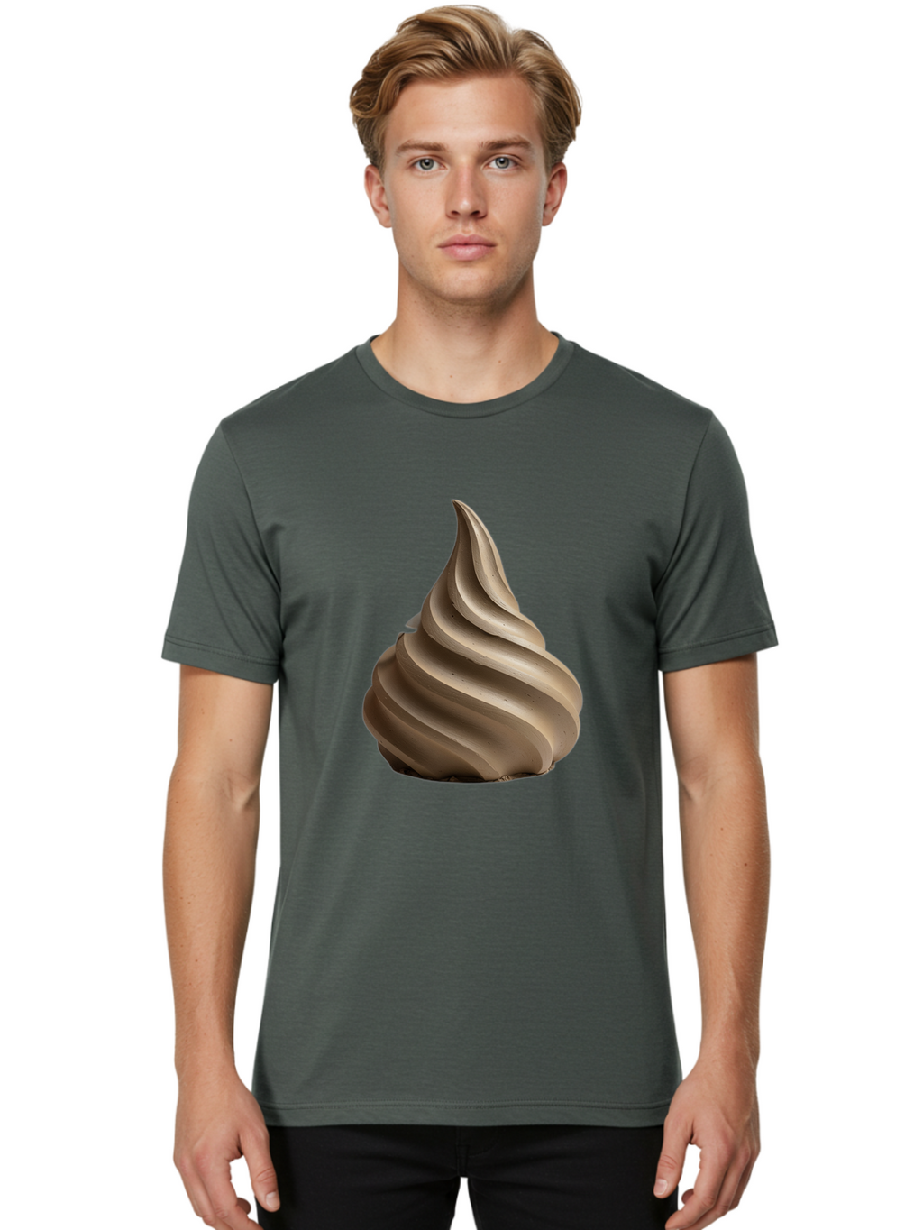 Chocolate-Soft-Serve Men'S Graphic Tee, 100% Cotton, Comfortable Casual Summer Wear, Machine Washable, Chocolate Soft-Serve Ice Cream, Swirly Ice Cream, Soft-Serve Swirl, Chocolate Treat, Creamy Dessert, Sweet Indulgence, Frozen Delight Baa312