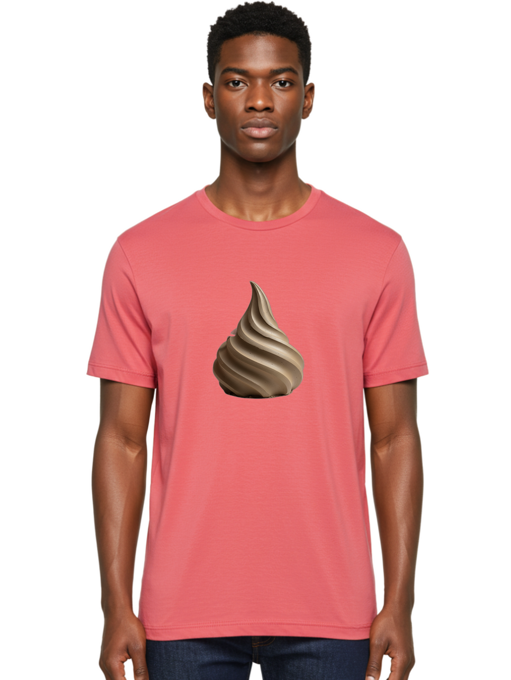 Chocolate-Soft-Serve Men'S Graphic Tee, 100% Cotton, Comfortable Casual Summer Wear, Machine Washable, Chocolate Soft-Serve Ice Cream, Swirly Ice Cream, Soft-Serve Swirl, Chocolate Treat, Creamy Dessert, Sweet Indulgence, Frozen Delight Baa312