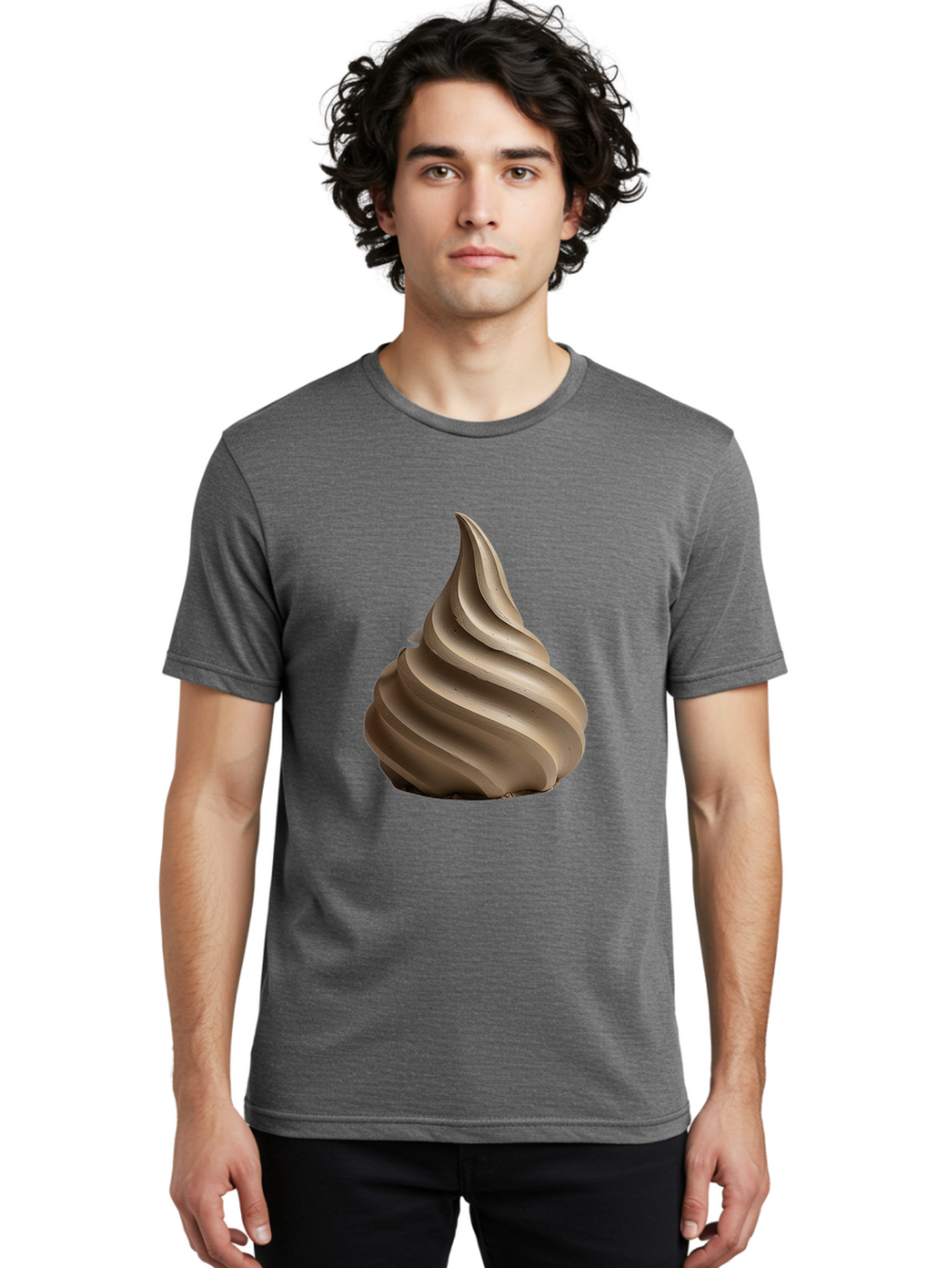 Chocolate-Soft-Serve Men'S Graphic Tee, 100% Cotton, Comfortable Casual Summer Wear, Machine Washable, Chocolate Soft-Serve Ice Cream, Swirly Ice Cream, Soft-Serve Swirl, Chocolate Treat, Creamy Dessert, Sweet Indulgence, Frozen Delight Baa312