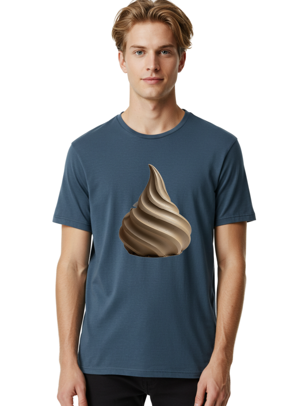 Chocolate-Soft-Serve Men'S Graphic Tee, 100% Cotton, Comfortable Casual Summer Wear, Machine Washable, Chocolate Soft-Serve Ice Cream, Swirly Ice Cream, Soft-Serve Swirl, Chocolate Treat, Creamy Dessert, Sweet Indulgence, Frozen Delight Baa312