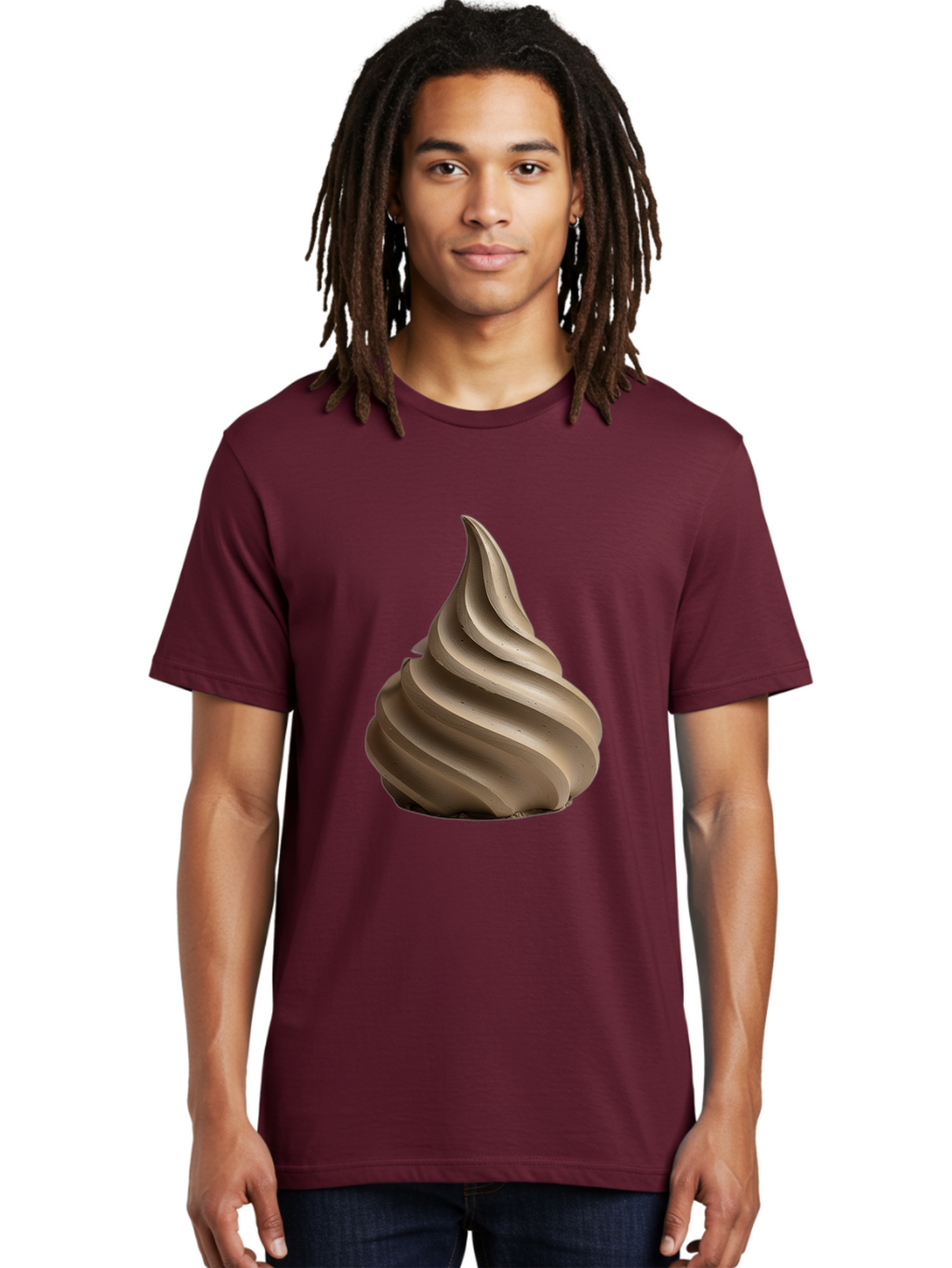 Chocolate-Soft-Serve Men'S Graphic Tee, 100% Cotton, Comfortable Casual Summer Wear, Machine Washable, Chocolate Soft-Serve Ice Cream, Swirly Ice Cream, Soft-Serve Swirl, Chocolate Treat, Creamy Dessert, Sweet Indulgence, Frozen Delight Baa312