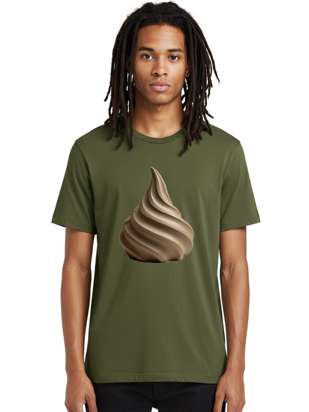 Chocolate-Soft-Serve Men'S Graphic Tee, 100% Cotton, Comfortable Casual Summer Wear, Machine Washable, Chocolate Soft-Serve Ice Cream, Swirly Ice Cream, Soft-Serve Swirl, Chocolate Treat, Creamy Dessert, Sweet Indulgence, Frozen Delight Baa312