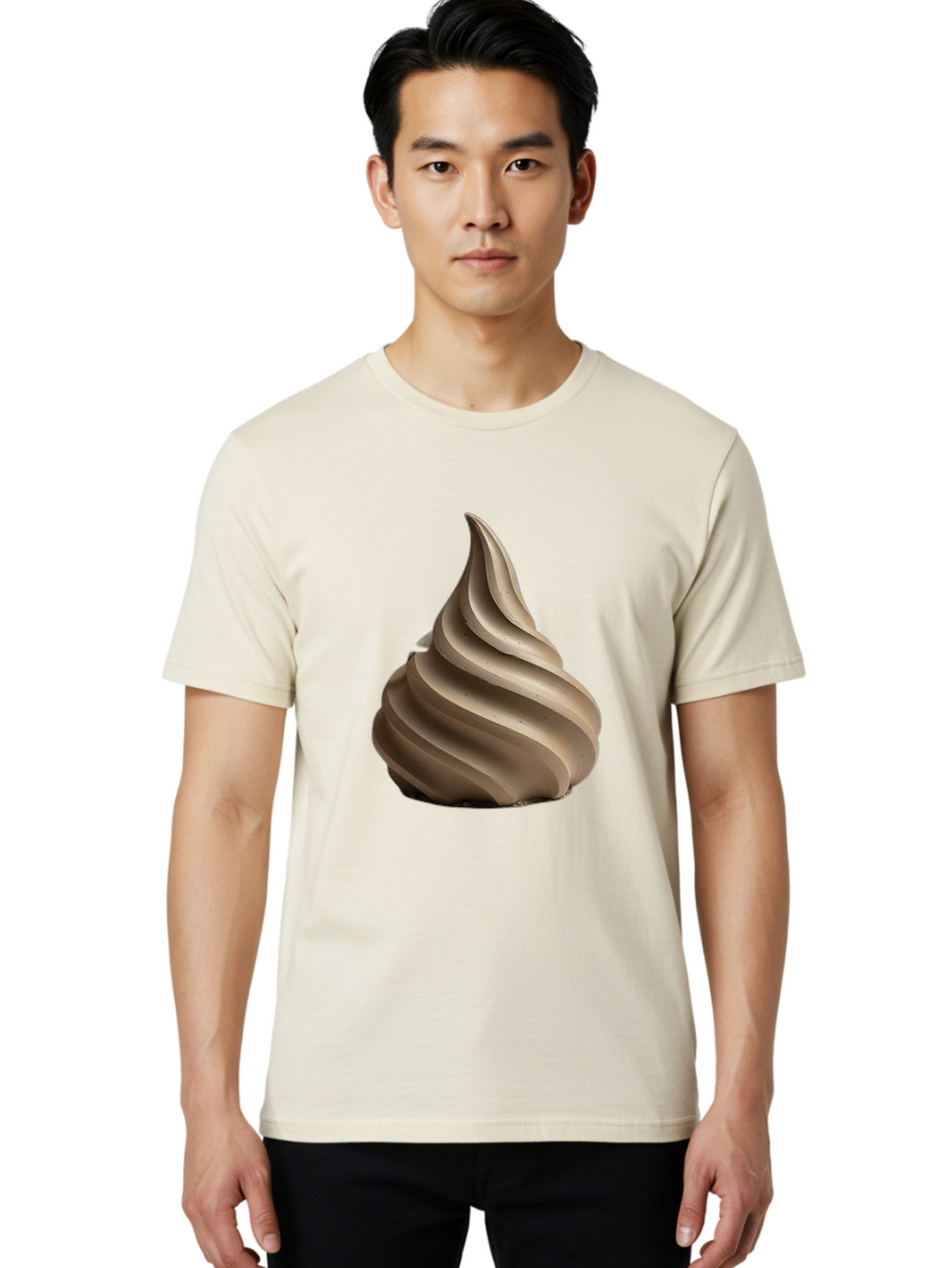 Chocolate-Soft-Serve Men'S Graphic Tee, 100% Cotton, Comfortable Casual Summer Wear, Machine Washable, Chocolate Soft-Serve Ice Cream, Swirly Ice Cream, Soft-Serve Swirl, Chocolate Treat, Creamy Dessert, Sweet Indulgence, Frozen Delight Baa312