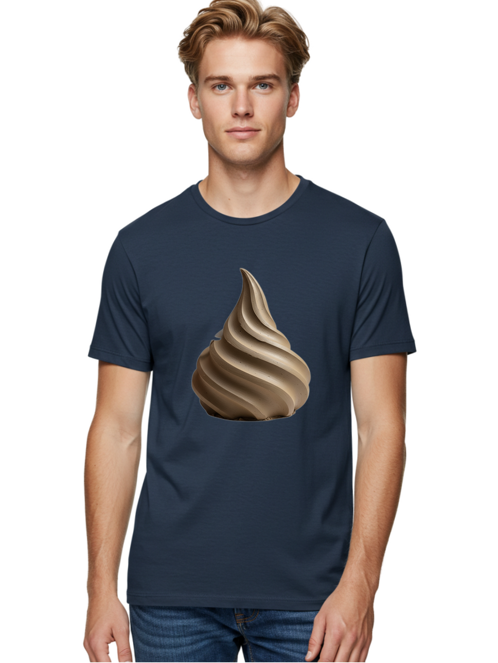 Chocolate-Soft-Serve Men'S Graphic Tee, 100% Cotton, Comfortable Casual Summer Wear, Machine Washable, Chocolate Soft-Serve Ice Cream, Swirly Ice Cream, Soft-Serve Swirl, Chocolate Treat, Creamy Dessert, Sweet Indulgence, Frozen Delight Baa312