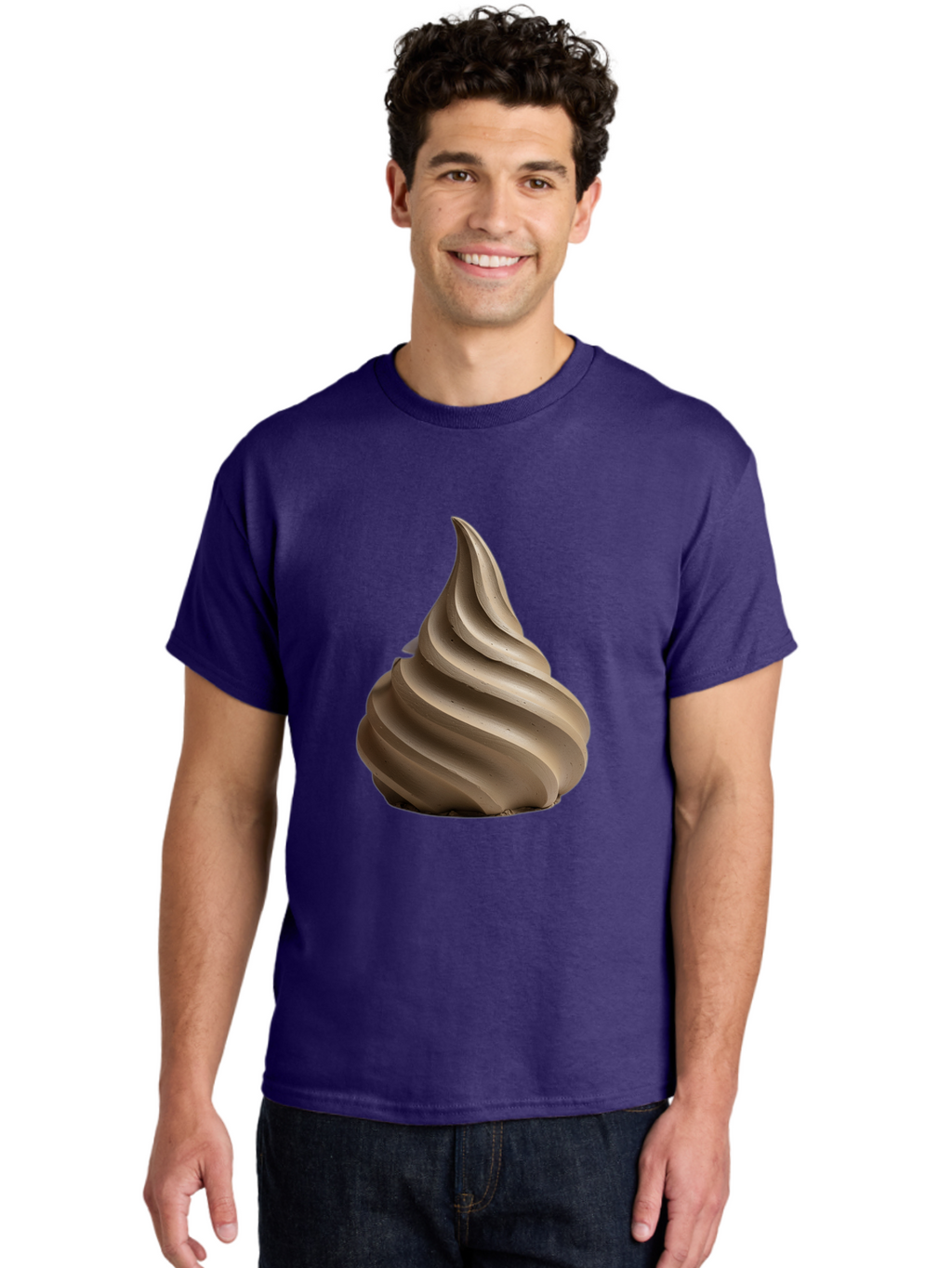 Chocolate-Soft-Serve Men'S Graphic Tee, 100% Cotton, Comfortable Casual Summer Wear, Machine Washable, Chocolate Soft-Serve Ice Cream, Swirly Ice Cream, Soft-Serve Swirl, Chocolate Treat, Creamy Dessert, Sweet Indulgence, Frozen Delight Baa312