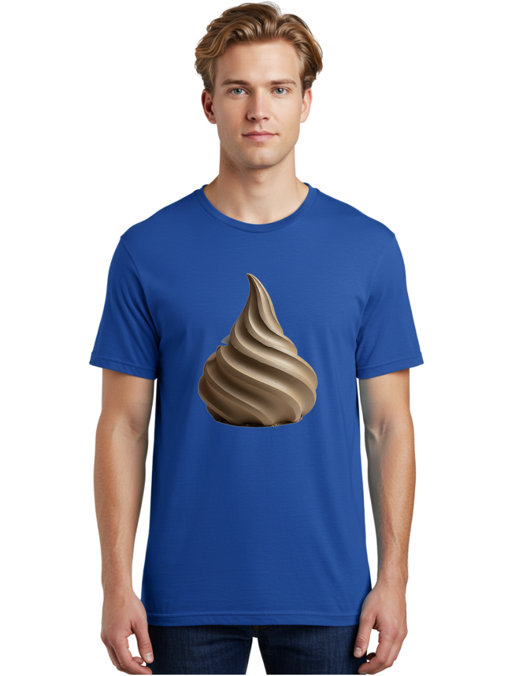Chocolate-Soft-Serve Men'S Graphic Tee, 100% Cotton, Comfortable Casual Summer Wear, Machine Washable, Chocolate Soft-Serve Ice Cream, Swirly Ice Cream, Soft-Serve Swirl, Chocolate Treat, Creamy Dessert, Sweet Indulgence, Frozen Delight Baa312