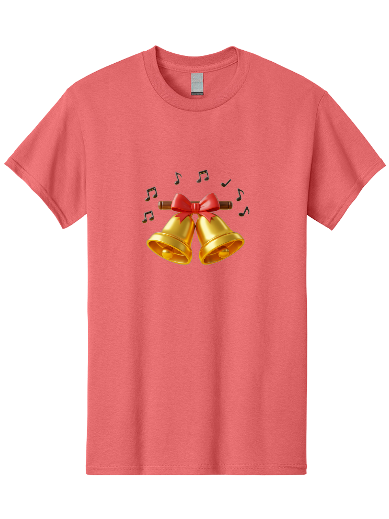 Christmas-Bells-1 Men'S Graphic Tee, 100% Cotton, Comfortable Casual Summer Wear, Machine Washable, Golden Christmas Bells, Red Bow, Festive Decor, Holiday Season, Jingling Sound, Musical Notes, Celebration, Joyful Atmosphere, Merry Christmas, Baa313