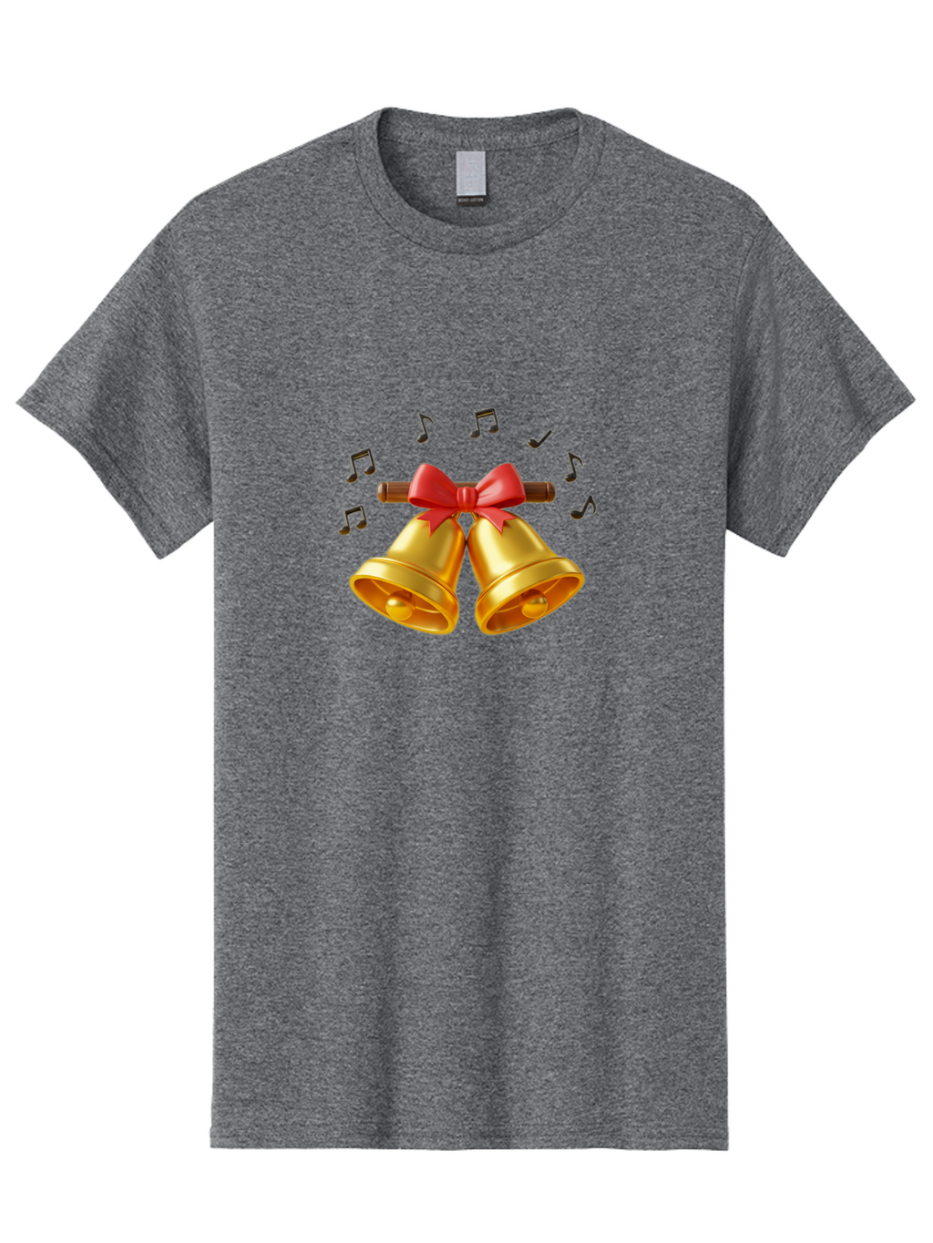 Christmas-Bells-1 Men'S Graphic Tee, 100% Cotton, Comfortable Casual Summer Wear, Machine Washable, Golden Christmas Bells, Red Bow, Festive Decor, Holiday Season, Jingling Sound, Musical Notes, Celebration, Joyful Atmosphere, Merry Christmas, Baa313