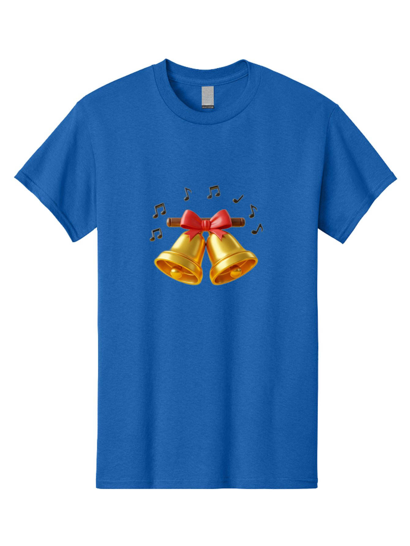 Christmas-Bells-1 Men'S Graphic Tee, 100% Cotton, Comfortable Casual Summer Wear, Machine Washable, Golden Christmas Bells, Red Bow, Festive Decor, Holiday Season, Jingling Sound, Musical Notes, Celebration, Joyful Atmosphere, Merry Christmas, Baa313