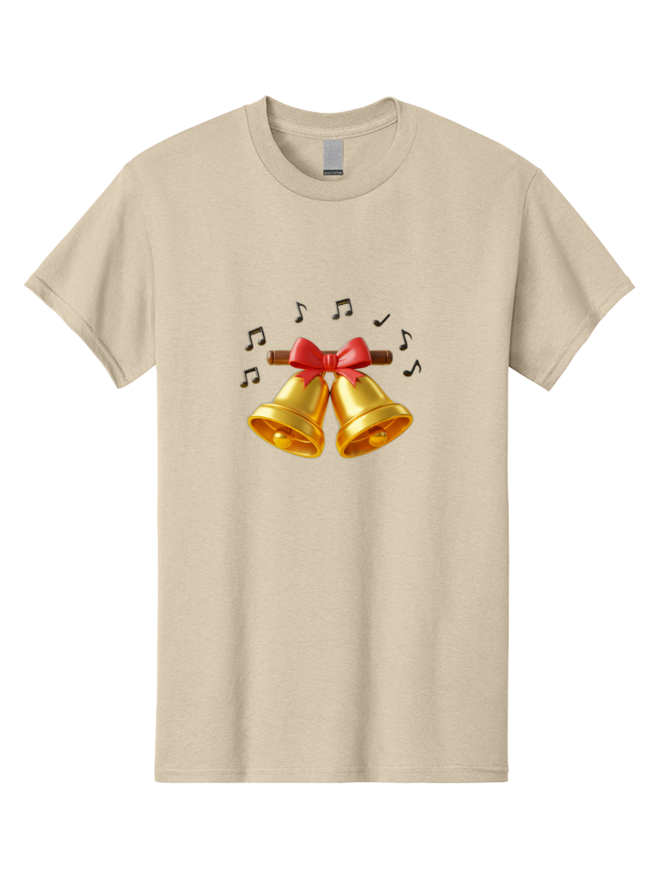 Christmas-Bells-1 Men'S Graphic Tee, 100% Cotton, Comfortable Casual Summer Wear, Machine Washable, Golden Christmas Bells, Red Bow, Festive Decor, Holiday Season, Jingling Sound, Musical Notes, Celebration, Joyful Atmosphere, Merry Christmas, Baa313