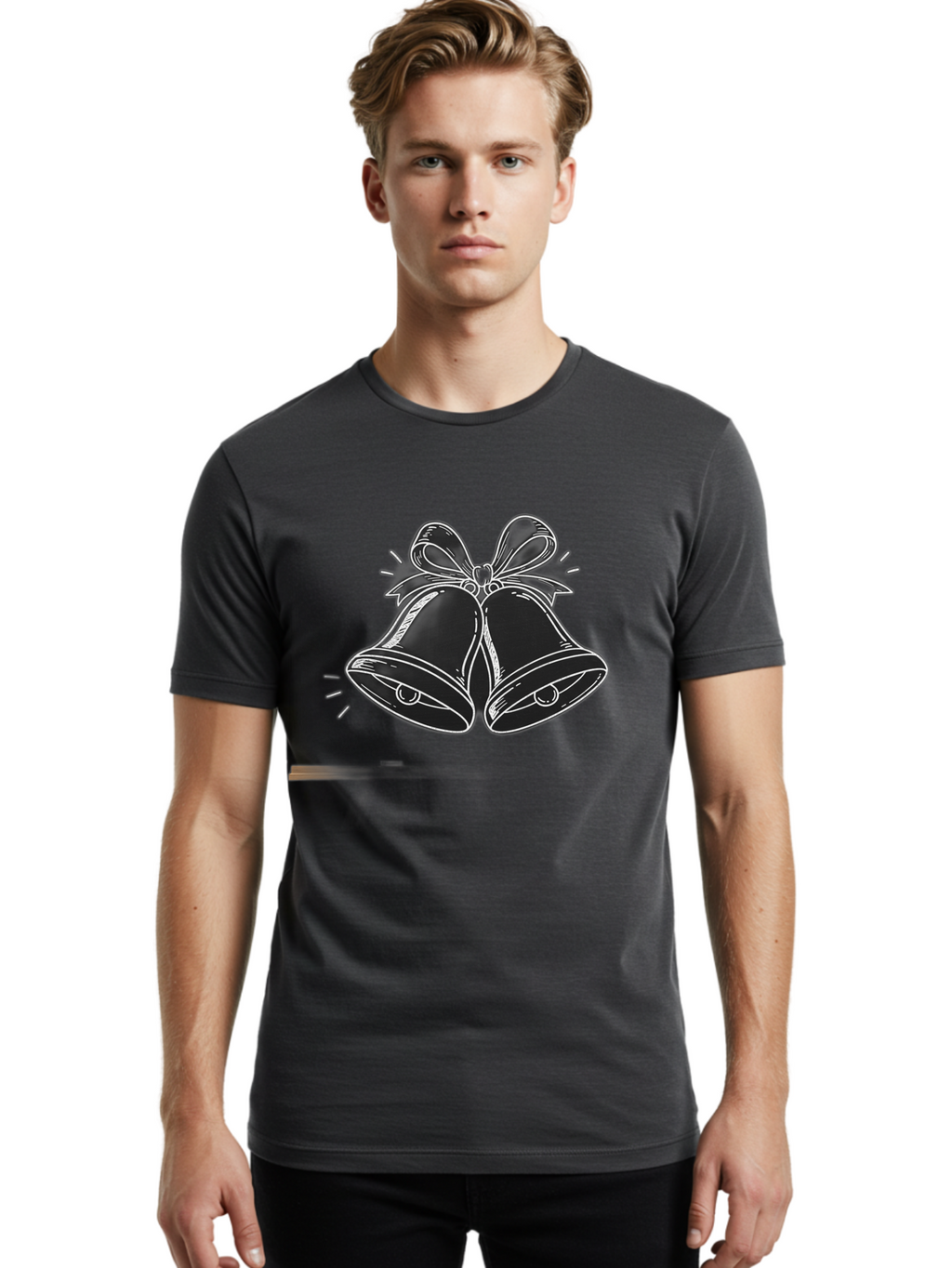 Christmas-Bells-2 Men'S Graphic Tee, 100% Cotton, Comfortable Casual Summer Wear, Machine Washable, Christmas Bells, Festive Decorations, Holiday Cheer, Jingling Bells, Merry Christmas, Christmas Illustrations, Winter Wonderland, Baa314