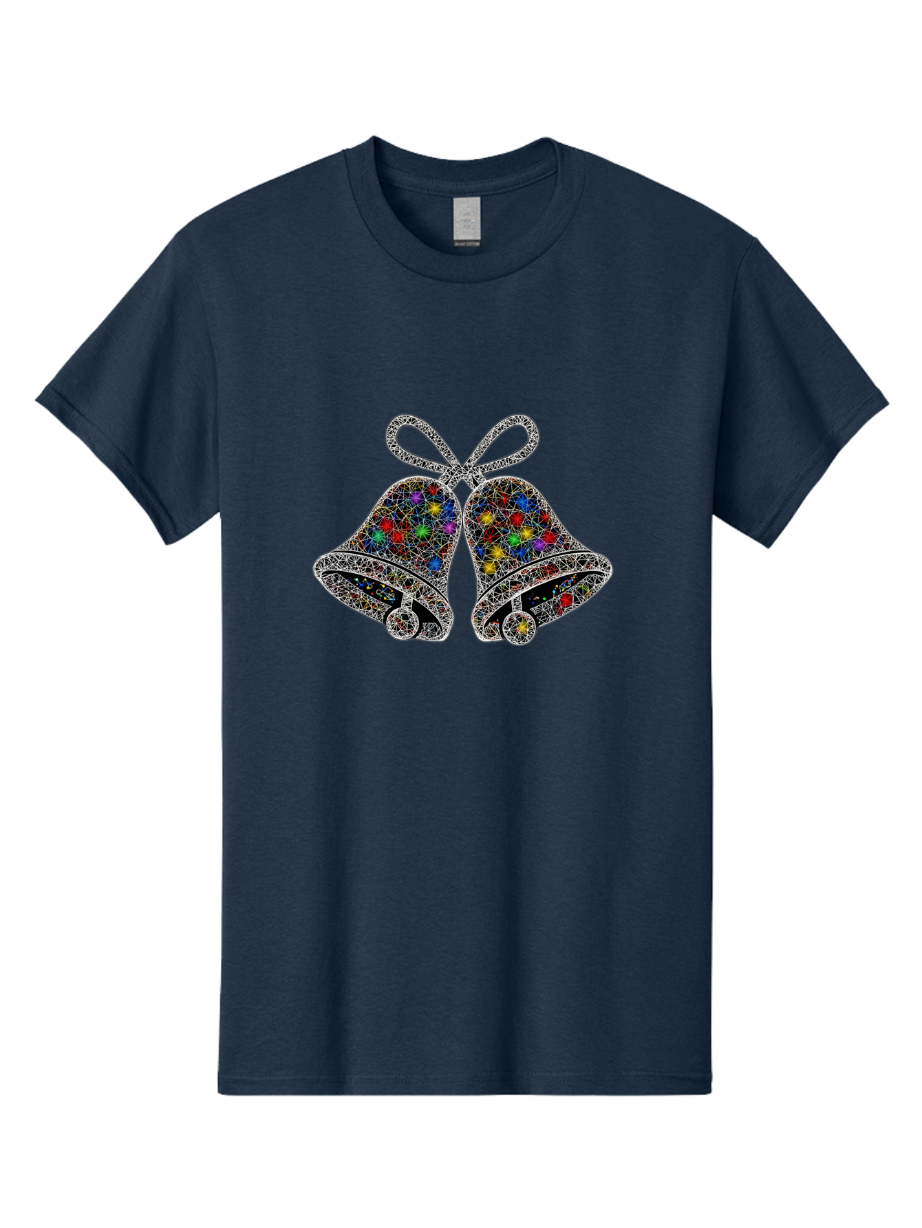 Christmas-Bells Men'S Graphic Tee, 100% Cotton, Comfortable Casual Summer Wear, Machine Washable, Holiday Bells, Colorful Jewels, Festive Decorations, Christmas Symbols, Shiny Ornaments, Celebratory Icons, Sparkling Decorations, Festive Cheer Baa316