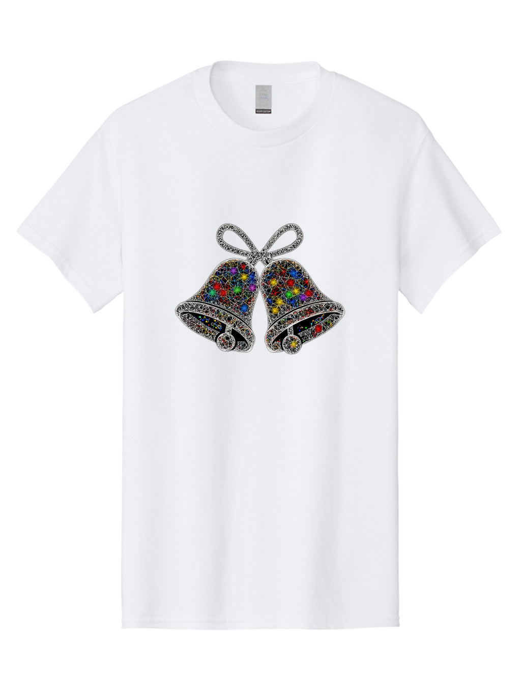 Christmas-Bells Men'S Graphic Tee, 100% Cotton, Comfortable Casual Summer Wear, Machine Washable, Holiday Bells, Colorful Jewels, Festive Decorations, Christmas Symbols, Shiny Ornaments, Celebratory Icons, Sparkling Decorations, Festive Cheer Baa316