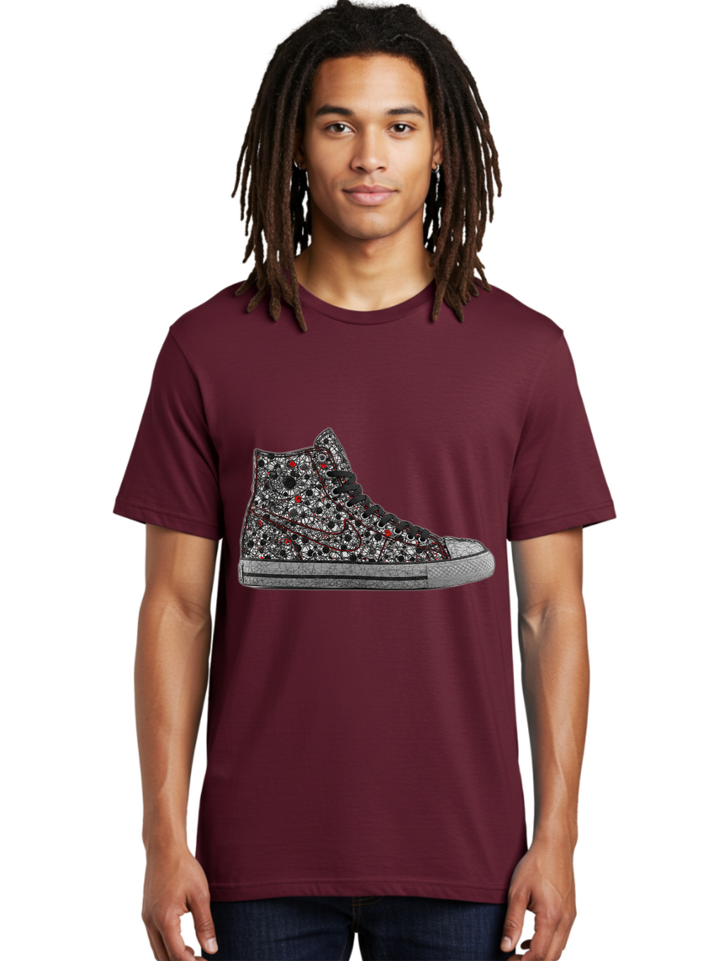 Chuck-Taylor-All-Star Men'S Graphic Tee, 100% Cotton, Comfortable Casual Summer Wear, Machine Washable, High Top Sneakers, Chunky Sole, Lace-Up Design, Floral Pattern, Bold Fashion, Statement Shoes, Converse Style, Canvas Material, Baa317