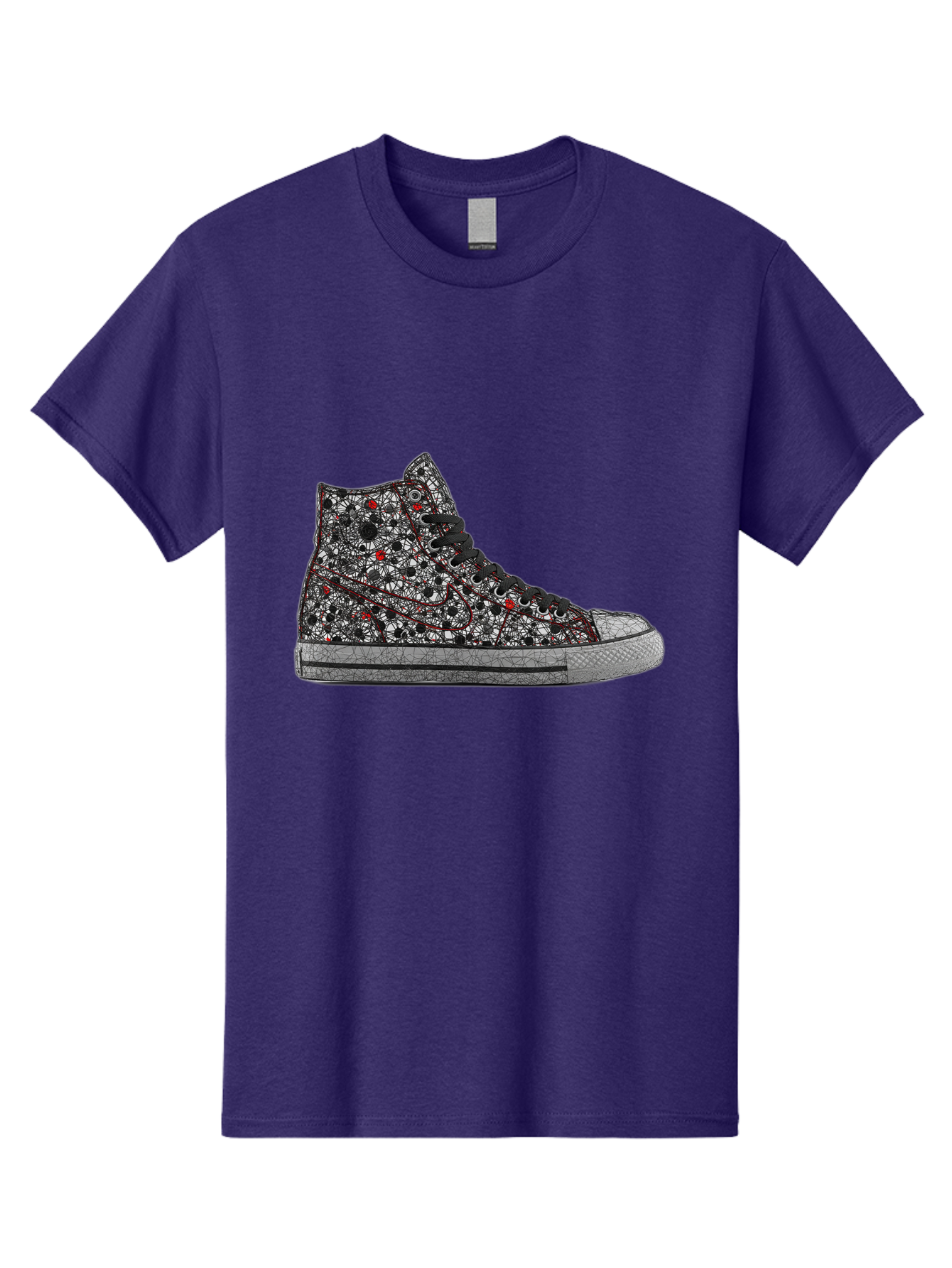 Chuck-Taylor-All-Star Men'S Graphic Tee, 100% Cotton, Comfortable Casual Summer Wear, Machine Washable, High Top Sneakers, Chunky Sole, Lace-Up Design, Floral Pattern, Bold Fashion, Statement Shoes, Converse Style, Canvas Material, Baa317