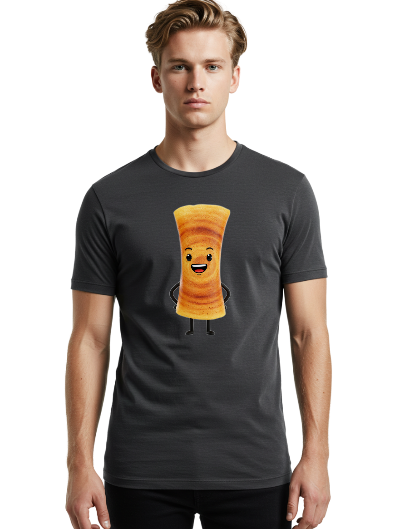 Cinnamon-Roll Men'S Graphic Tee, 100% Cotton, Comfortable Casual Summer Wear, Machine Washable, Cinnamon Roll Mascot, Smiling Pastry, Cartoon Food Character, Happy Baked Goods, Sweet Treat Personality, Adorable Dessert Icon, Baa318