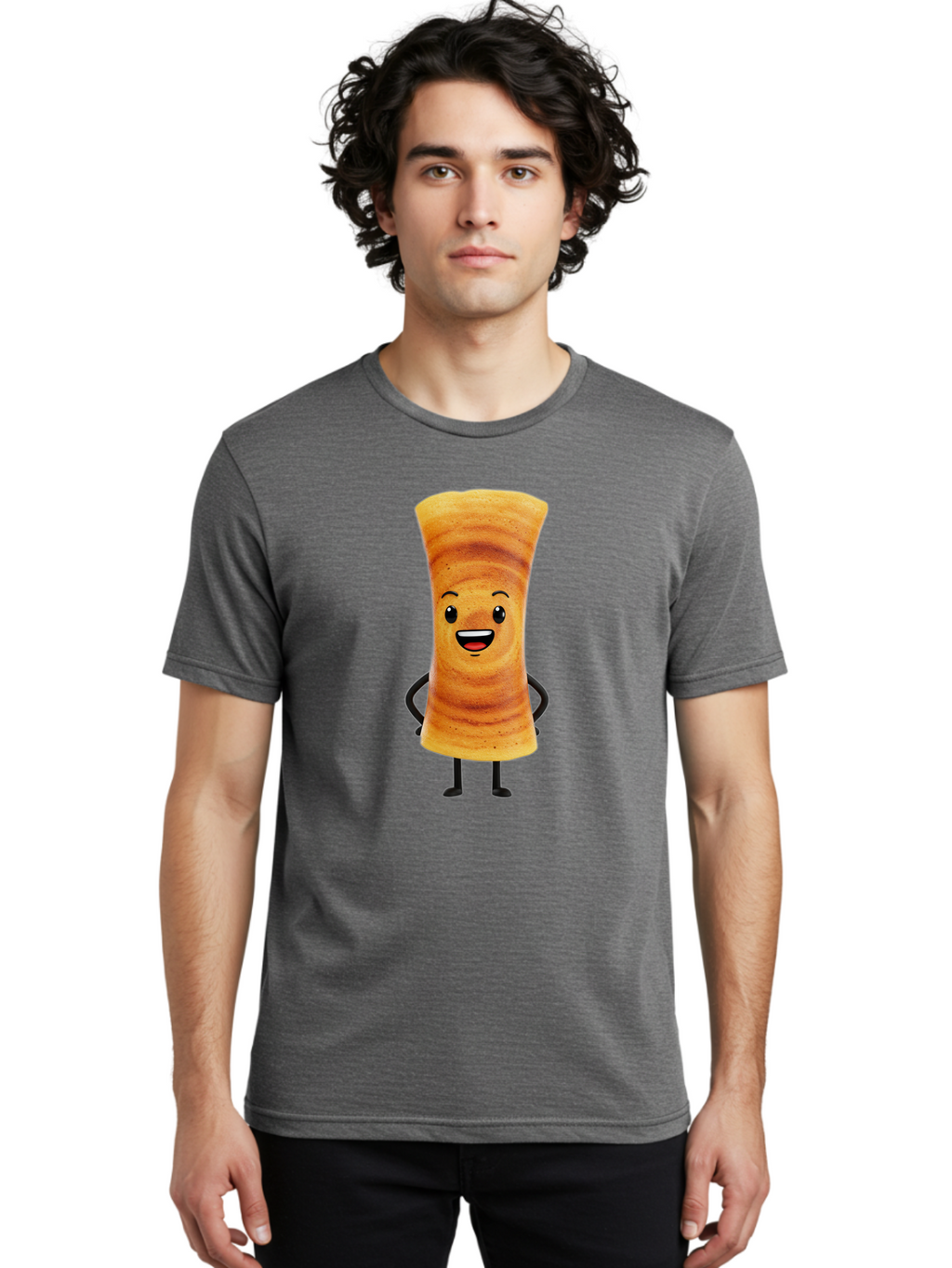 Cinnamon-Roll Men'S Graphic Tee, 100% Cotton, Comfortable Casual Summer Wear, Machine Washable, Cinnamon Roll Mascot, Smiling Pastry, Cartoon Food Character, Happy Baked Goods, Sweet Treat Personality, Adorable Dessert Icon, Baa318