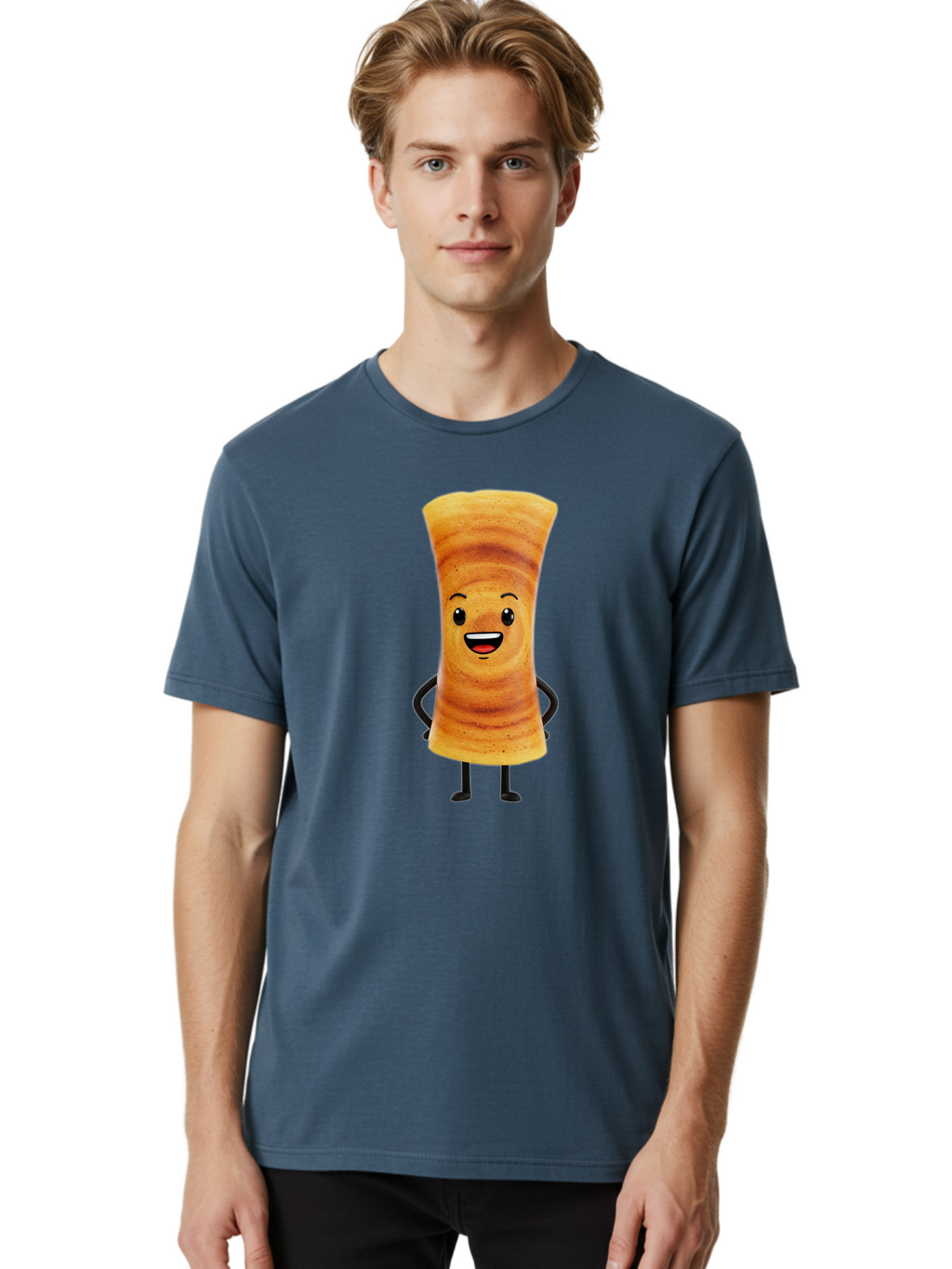 Cinnamon-Roll Men'S Graphic Tee, 100% Cotton, Comfortable Casual Summer Wear, Machine Washable, Cinnamon Roll Mascot, Smiling Pastry, Cartoon Food Character, Happy Baked Goods, Sweet Treat Personality, Adorable Dessert Icon, Baa318