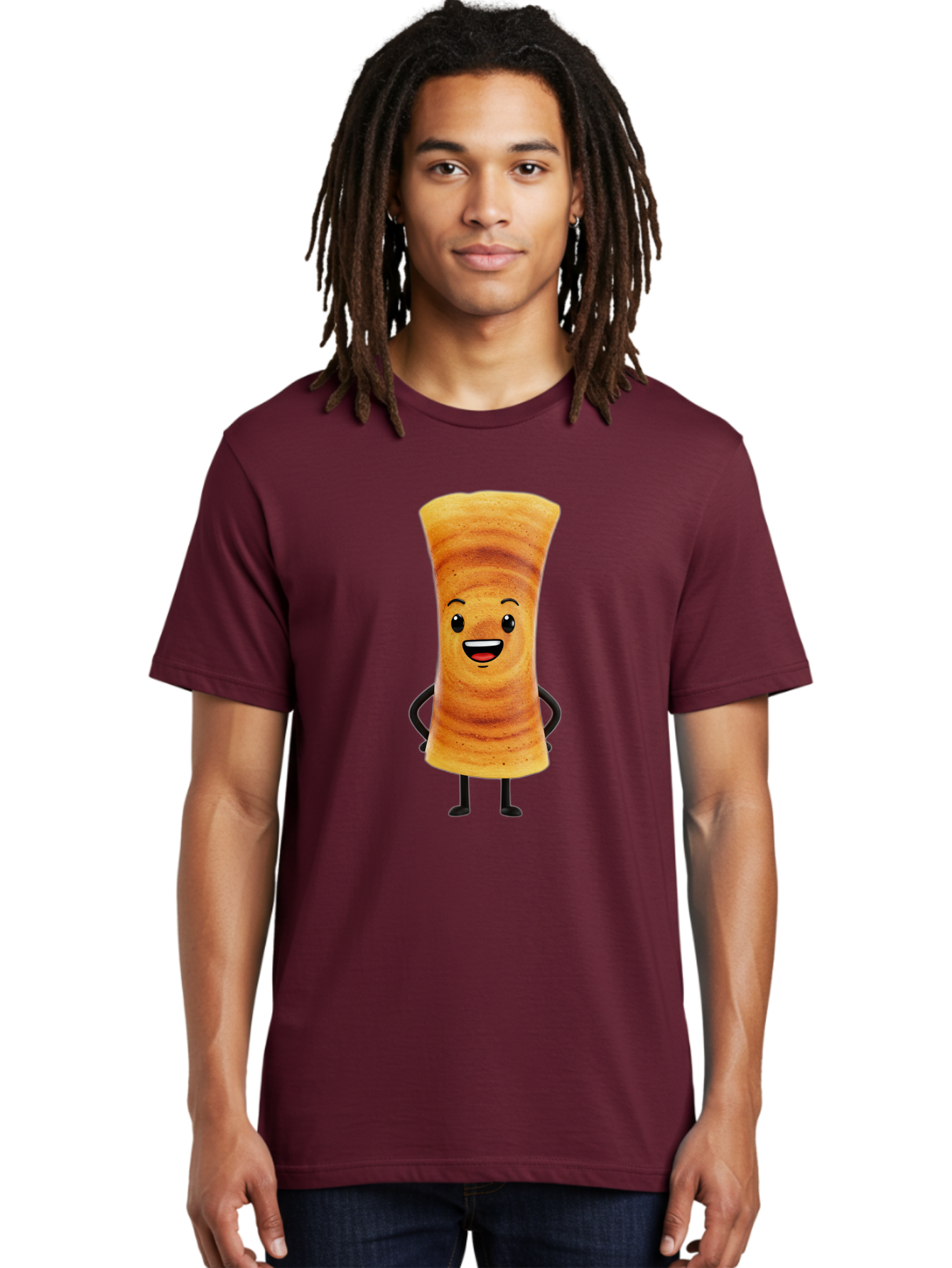 Cinnamon-Roll Men'S Graphic Tee, 100% Cotton, Comfortable Casual Summer Wear, Machine Washable, Cinnamon Roll Mascot, Smiling Pastry, Cartoon Food Character, Happy Baked Goods, Sweet Treat Personality, Adorable Dessert Icon, Baa318
