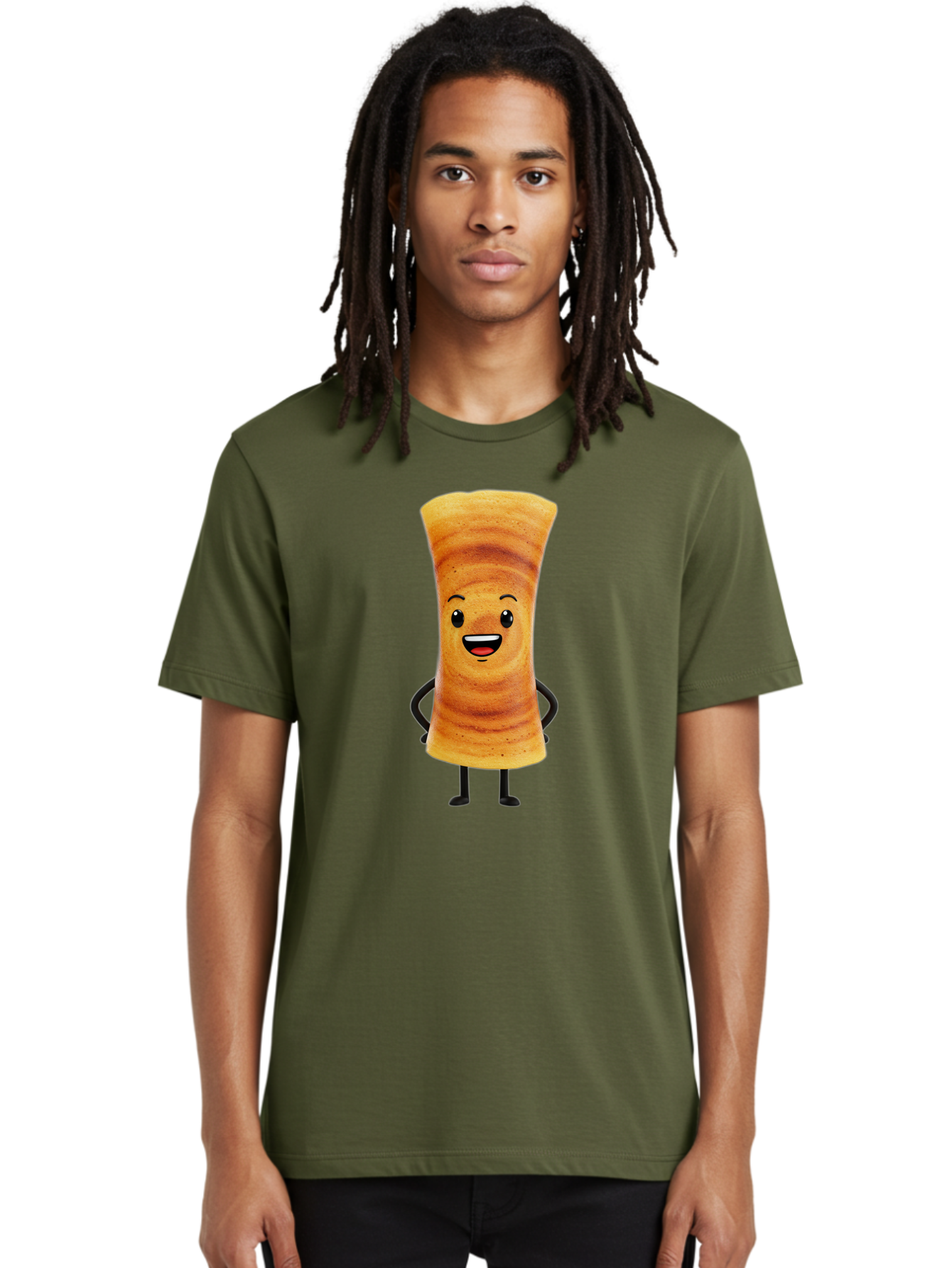 Cinnamon-Roll Men'S Graphic Tee, 100% Cotton, Comfortable Casual Summer Wear, Machine Washable, Cinnamon Roll Mascot, Smiling Pastry, Cartoon Food Character, Happy Baked Goods, Sweet Treat Personality, Adorable Dessert Icon, Baa318