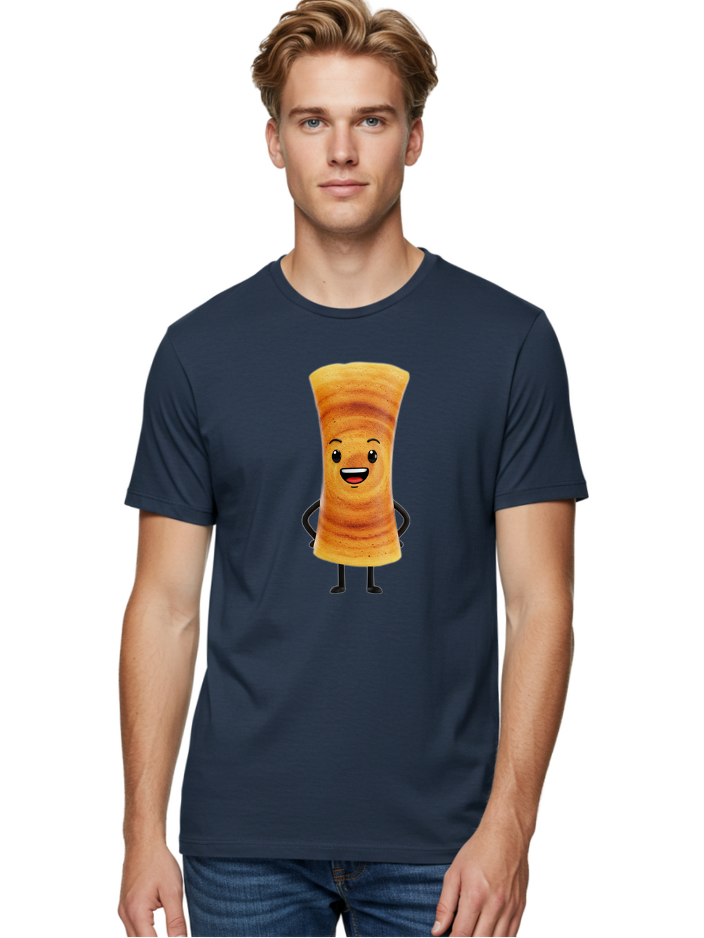 Cinnamon-Roll Men'S Graphic Tee, 100% Cotton, Comfortable Casual Summer Wear, Machine Washable, Cinnamon Roll Mascot, Smiling Pastry, Cartoon Food Character, Happy Baked Goods, Sweet Treat Personality, Adorable Dessert Icon, Baa318