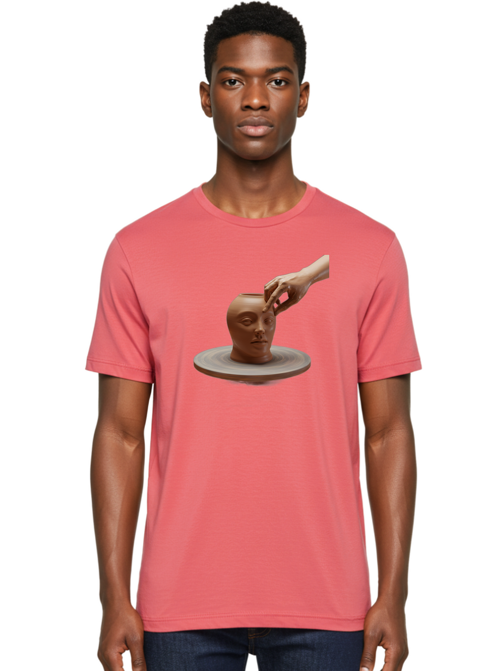 Clay-Head-Vessel Men'S Graphic Tee, 100% Cotton, Comfortable Casual Summer Wear, Machine Washable, Clay Head Vase, Pottery Wheel, Creative Process, Handmade, Artisanal Craft, Shaping Clay, Artistic Expression, Creative Art Baa323