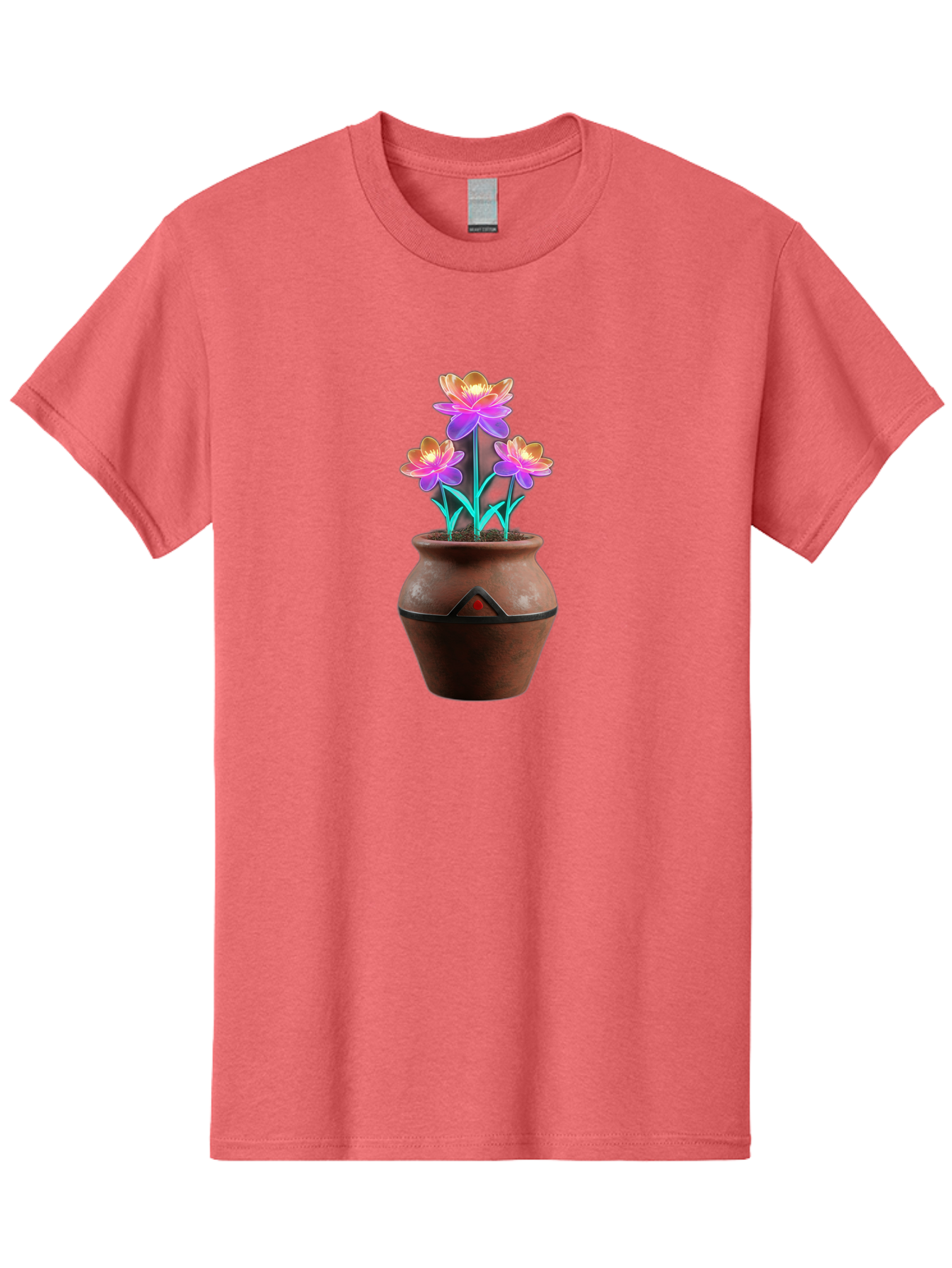 Clay-Pot-Flowers Men'S Graphic Tee, 100% Cotton, Comfortable Casual Summer Wear, Machine Washable, Colorful Flowers, Pink Petals, Orange Center, Clay Pot, Terracotta, Floral Arrangement, Vibrant Colors, Decorative Pot, Flower Bouquet Baa324