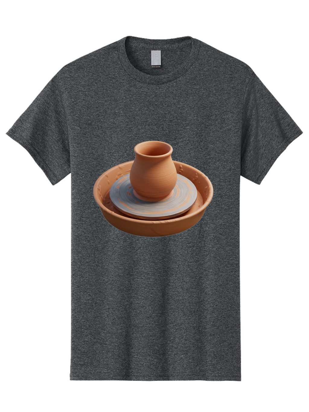 Clay-Pot-On-Pottery-Wheel Men'S Graphic Tee, 100% Cotton, Comfortable Casual Summer Wear, Machine Washable, Pottery Wheel, Clay Pot, Ceramics, Pottery Making, Handmade Crafts, Artisanal Pottery, Terracotta, Pottery Wheel Spinning Baa325