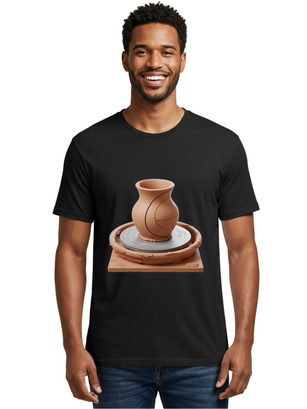 Clay-Pot Men'S Graphic Tee, 100% Cotton, Comfortable Casual Summer Wear, Machine Washable, Clay Vase, Pottery Wheel, Ceramics, Handmade, Artisanal, Craftsmanship, Creative Process, Art Studio, Handmade Pottery, Ceramic Art Baa326