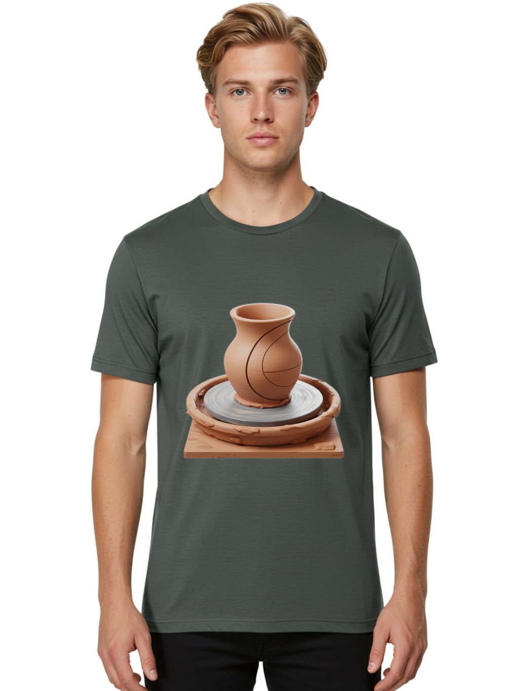 Clay-Pot Men'S Graphic Tee, 100% Cotton, Comfortable Casual Summer Wear, Machine Washable, Clay Vase, Pottery Wheel, Ceramics, Handmade, Artisanal, Craftsmanship, Creative Process, Art Studio, Handmade Pottery, Ceramic Art Baa326
