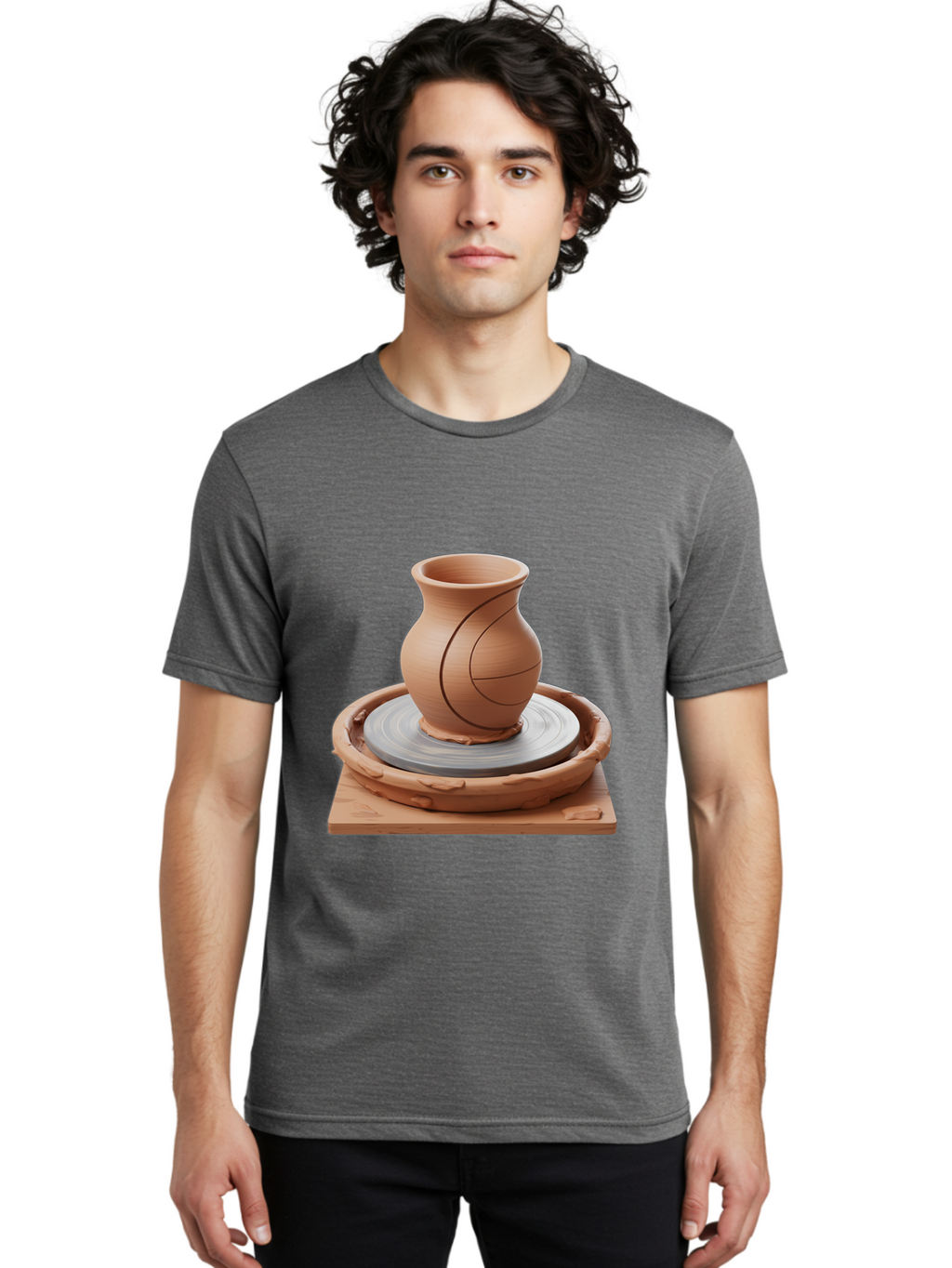 Clay-Pot Men'S Graphic Tee, 100% Cotton, Comfortable Casual Summer Wear, Machine Washable, Clay Vase, Pottery Wheel, Ceramics, Handmade, Artisanal, Craftsmanship, Creative Process, Art Studio, Handmade Pottery, Ceramic Art Baa326
