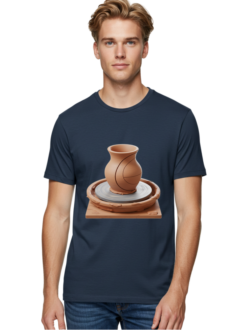 Clay-Pot Men'S Graphic Tee, 100% Cotton, Comfortable Casual Summer Wear, Machine Washable, Clay Vase, Pottery Wheel, Ceramics, Handmade, Artisanal, Craftsmanship, Creative Process, Art Studio, Handmade Pottery, Ceramic Art Baa326
