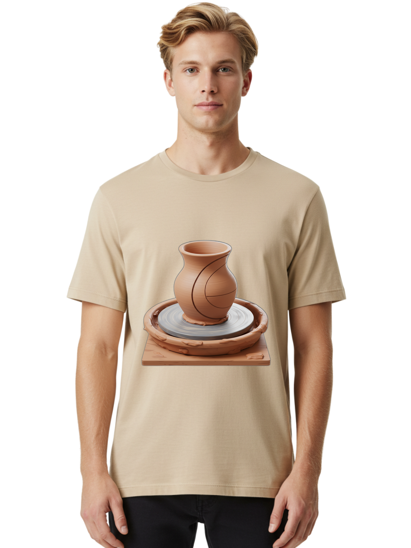 Clay-Pot Men'S Graphic Tee, 100% Cotton, Comfortable Casual Summer Wear, Machine Washable, Clay Vase, Pottery Wheel, Ceramics, Handmade, Artisanal, Craftsmanship, Creative Process, Art Studio, Handmade Pottery, Ceramic Art Baa326