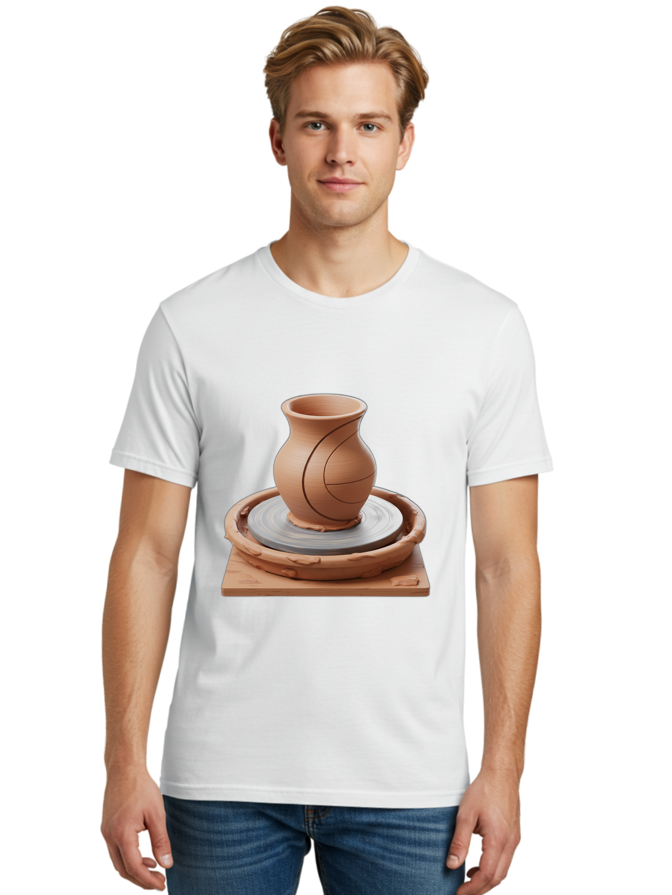 Clay-Pot Men'S Graphic Tee, 100% Cotton, Comfortable Casual Summer Wear, Machine Washable, Clay Vase, Pottery Wheel, Ceramics, Handmade, Artisanal, Craftsmanship, Creative Process, Art Studio, Handmade Pottery, Ceramic Art Baa326