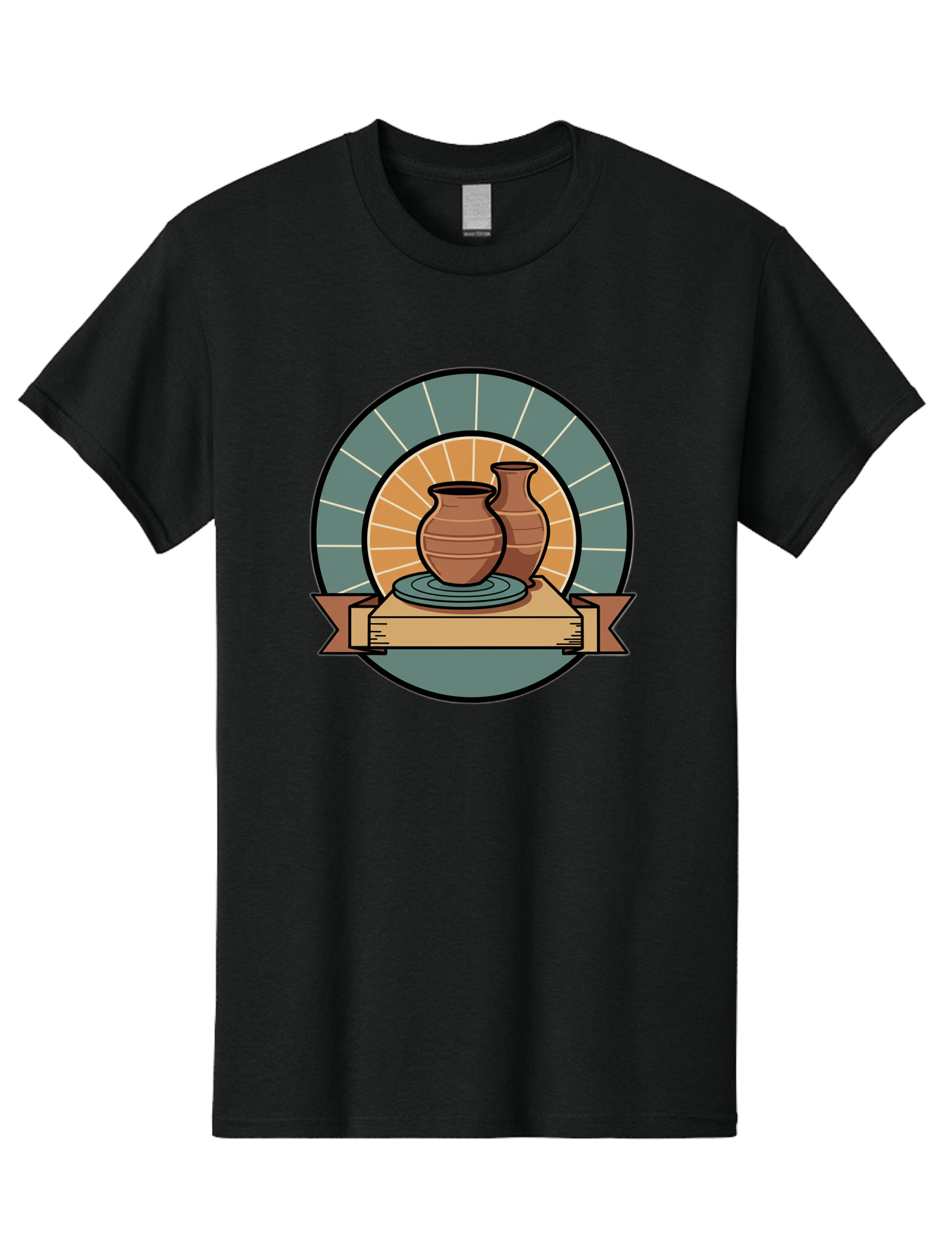 Clay-Pots-On-Pottery-Wheel Men'S Graphic Tee, 100% Cotton, Comfortable Casual Summer Wear, Machine Washable, Pottery Wheel, Clay Vases, Ceramics, Handmade Pottery, Artisanal Crafts, Pottery Art, Potter'S Wheel, Clay Pots, Decorative Vases, Baa328