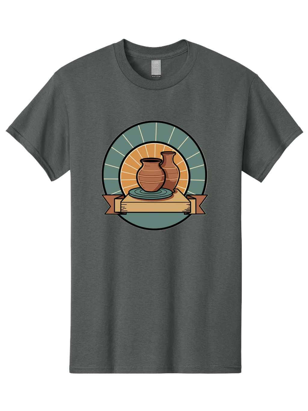 Clay-Pots-On-Pottery-Wheel Men'S Graphic Tee, 100% Cotton, Comfortable Casual Summer Wear, Machine Washable, Pottery Wheel, Clay Vases, Ceramics, Handmade Pottery, Artisanal Crafts, Pottery Art, Potter'S Wheel, Clay Pots, Decorative Vases, Baa328