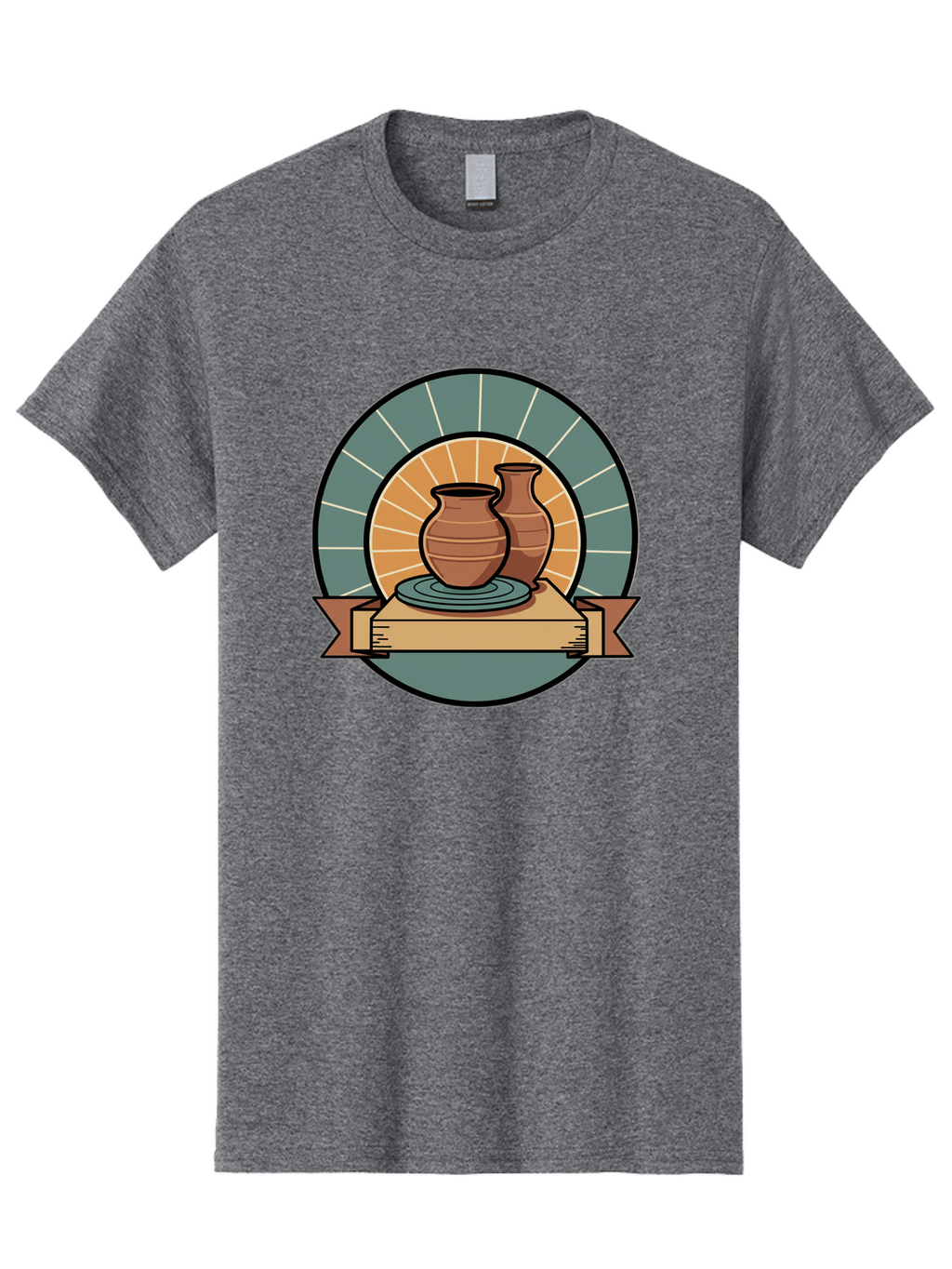 Clay-Pots-On-Pottery-Wheel Men'S Graphic Tee, 100% Cotton, Comfortable Casual Summer Wear, Machine Washable, Pottery Wheel, Clay Vases, Ceramics, Handmade Pottery, Artisanal Crafts, Pottery Art, Potter'S Wheel, Clay Pots, Decorative Vases, Baa328