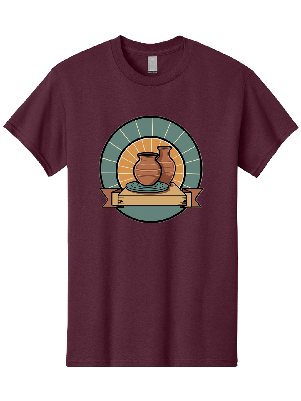Clay-Pots-On-Pottery-Wheel Men'S Graphic Tee, 100% Cotton, Comfortable Casual Summer Wear, Machine Washable, Pottery Wheel, Clay Vases, Ceramics, Handmade Pottery, Artisanal Crafts, Pottery Art, Potter'S Wheel, Clay Pots, Decorative Vases, Baa328