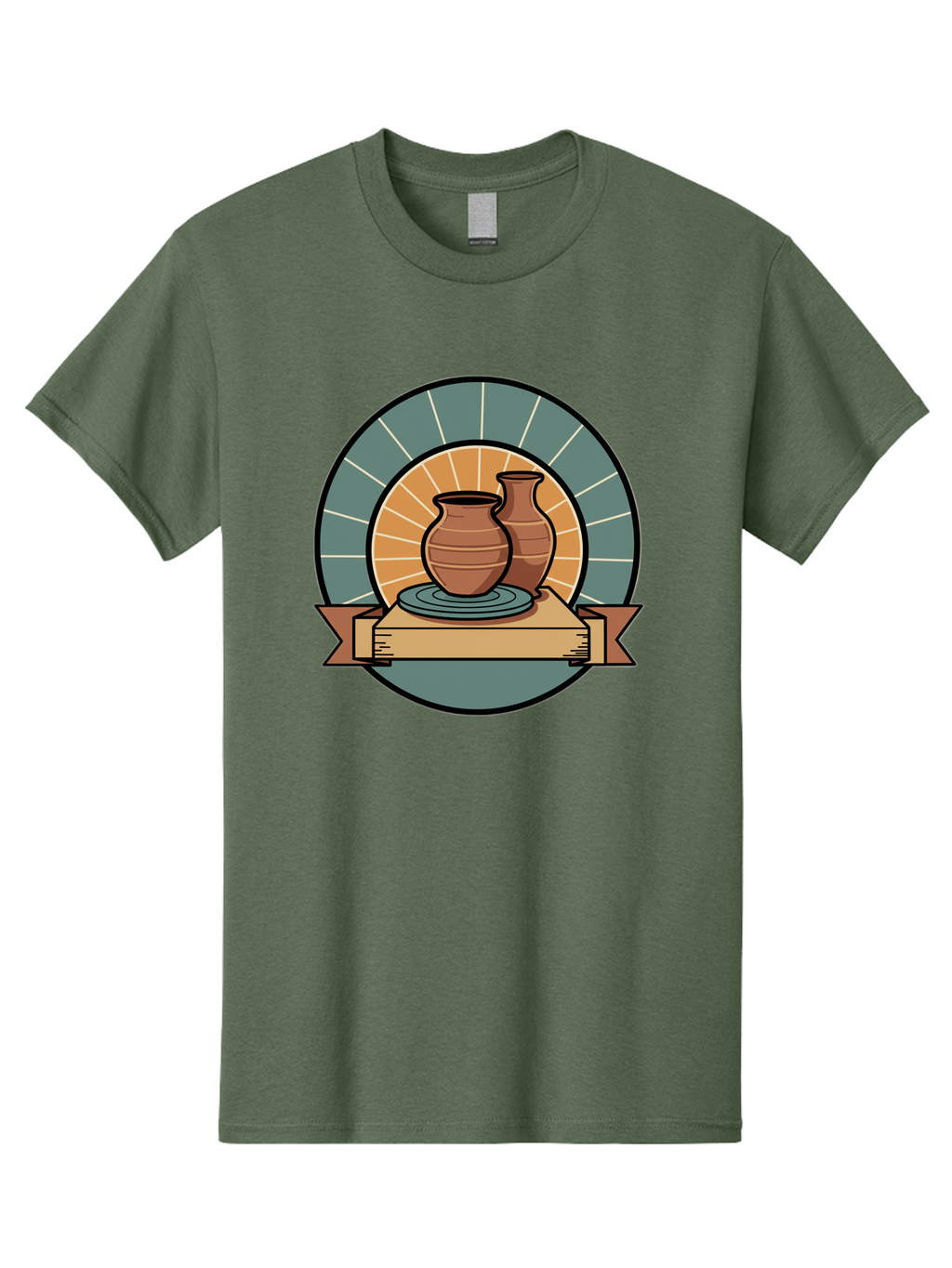 Clay-Pots-On-Pottery-Wheel Men'S Graphic Tee, 100% Cotton, Comfortable Casual Summer Wear, Machine Washable, Pottery Wheel, Clay Vases, Ceramics, Handmade Pottery, Artisanal Crafts, Pottery Art, Potter'S Wheel, Clay Pots, Decorative Vases, Baa328