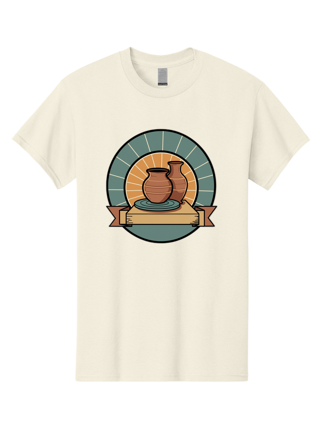 Clay-Pots-On-Pottery-Wheel Men'S Graphic Tee, 100% Cotton, Comfortable Casual Summer Wear, Machine Washable, Pottery Wheel, Clay Vases, Ceramics, Handmade Pottery, Artisanal Crafts, Pottery Art, Potter'S Wheel, Clay Pots, Decorative Vases, Baa328