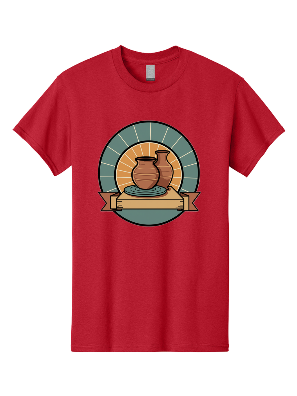 Clay-Pots-On-Pottery-Wheel Men'S Graphic Tee, 100% Cotton, Comfortable Casual Summer Wear, Machine Washable, Pottery Wheel, Clay Vases, Ceramics, Handmade Pottery, Artisanal Crafts, Pottery Art, Potter'S Wheel, Clay Pots, Decorative Vases, Baa328