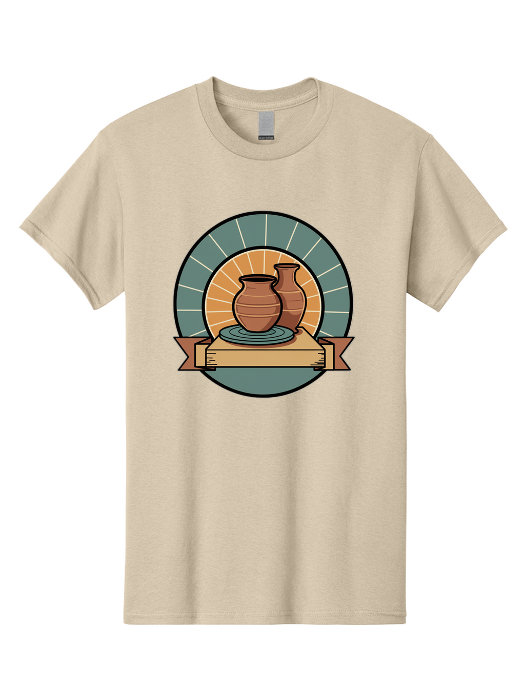 Clay-Pots-On-Pottery-Wheel Men'S Graphic Tee, 100% Cotton, Comfortable Casual Summer Wear, Machine Washable, Pottery Wheel, Clay Vases, Ceramics, Handmade Pottery, Artisanal Crafts, Pottery Art, Potter'S Wheel, Clay Pots, Decorative Vases, Baa328