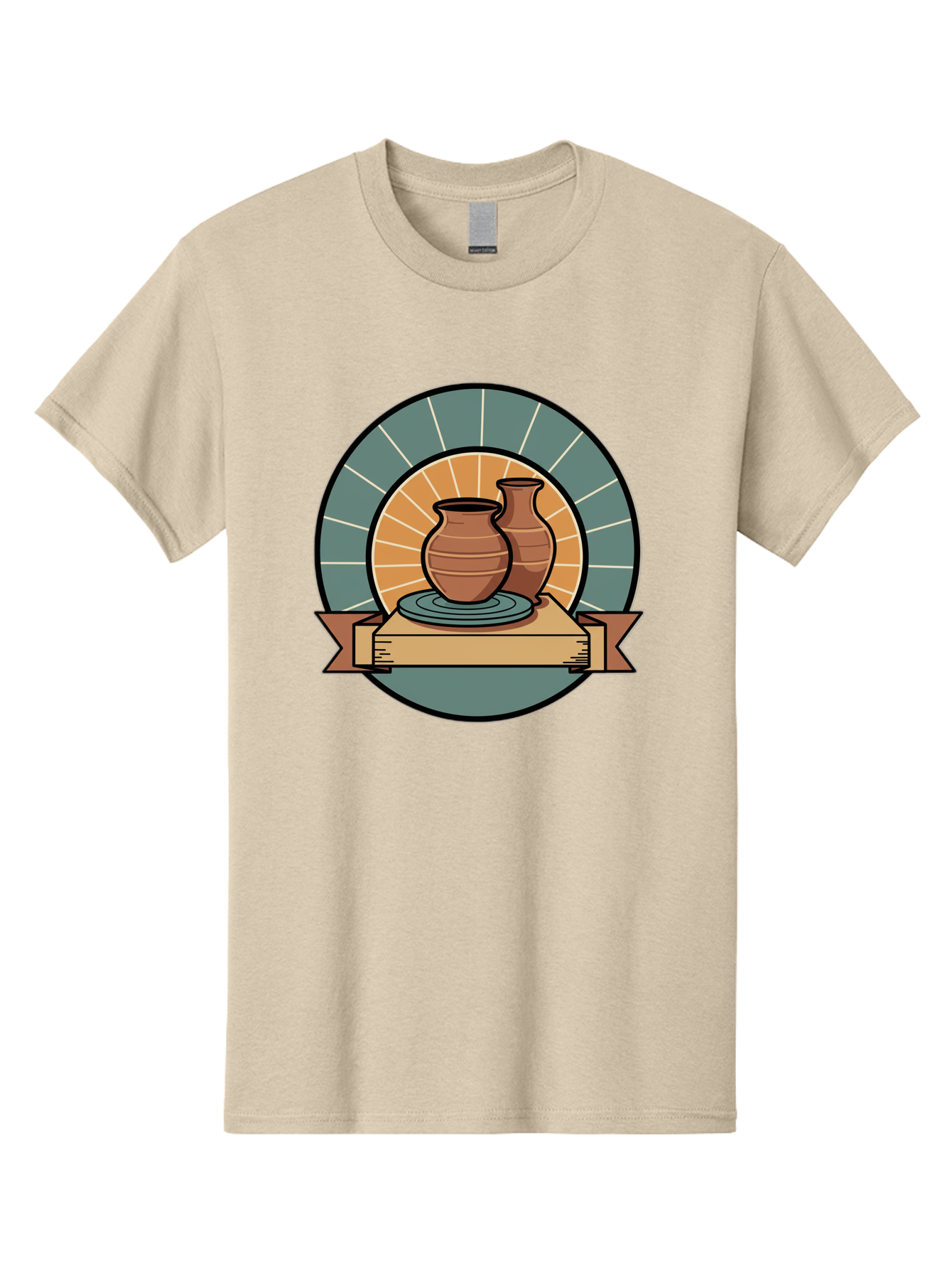 Clay-Pots-On-Pottery-Wheel Men'S Graphic Tee, 100% Cotton, Comfortable Casual Summer Wear, Machine Washable, Pottery Wheel, Clay Vases, Ceramics, Handmade Pottery, Artisanal Crafts, Pottery Art, Potter'S Wheel, Clay Pots, Decorative Vases, Baa328