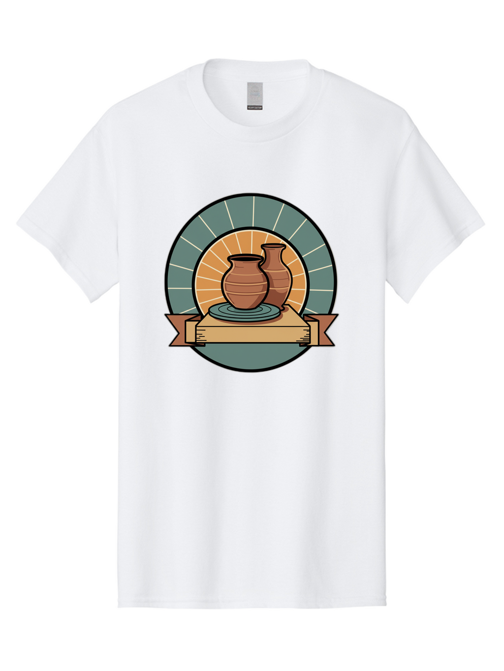 Clay-Pots-On-Pottery-Wheel Men'S Graphic Tee, 100% Cotton, Comfortable Casual Summer Wear, Machine Washable, Pottery Wheel, Clay Vases, Ceramics, Handmade Pottery, Artisanal Crafts, Pottery Art, Potter'S Wheel, Clay Pots, Decorative Vases, Baa328