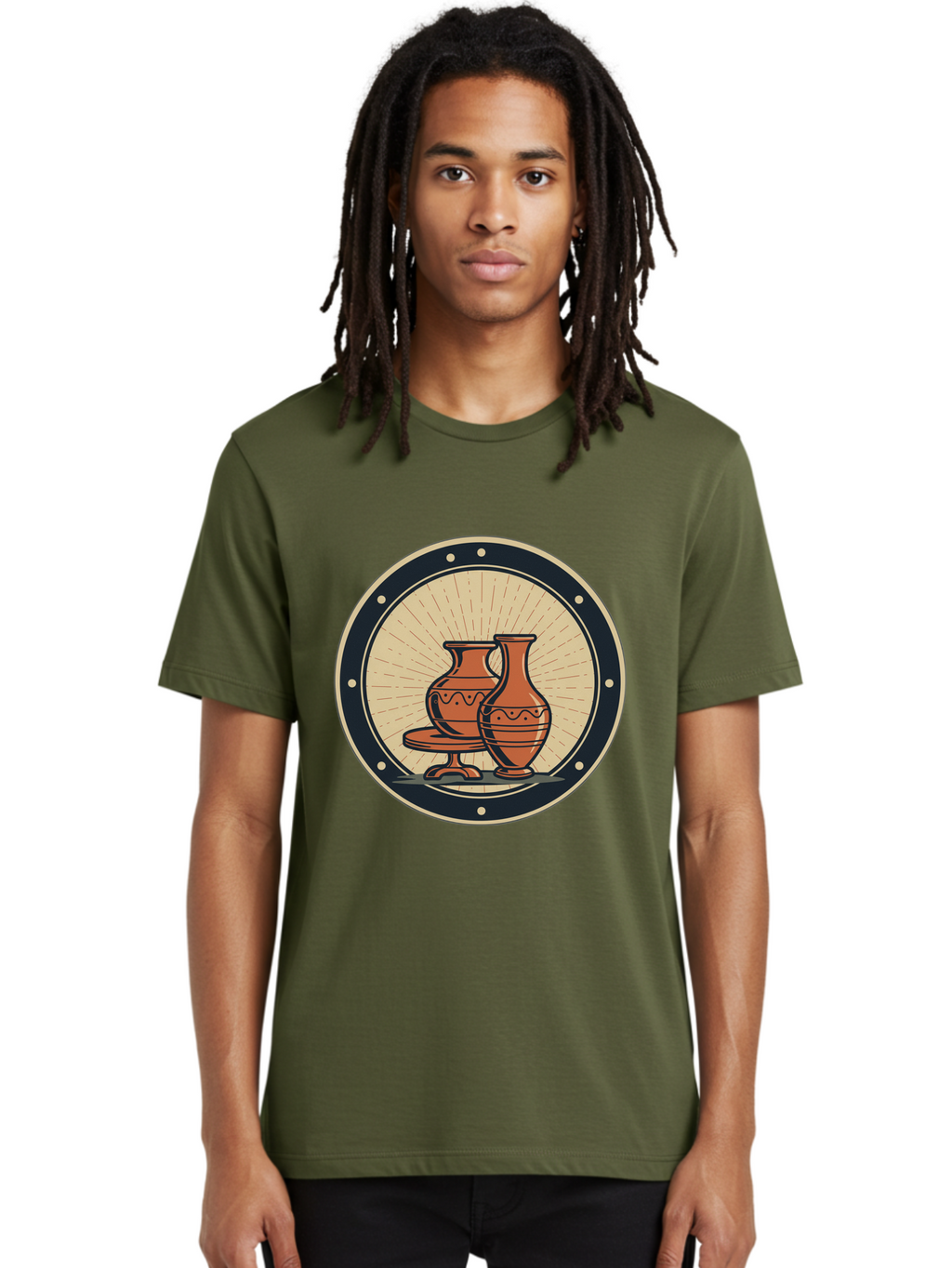 Clay-Pots Men'S Graphic Tee, 100% Cotton, Comfortable Casual Summer Wear, Machine Washable, Clay Pots, Ancient Pottery, Vintage Ceramics, Decorative Vases, Earthy Tones, Traditional Craftsmanship, Cultural Heritage, Artistic Expression, Baa329