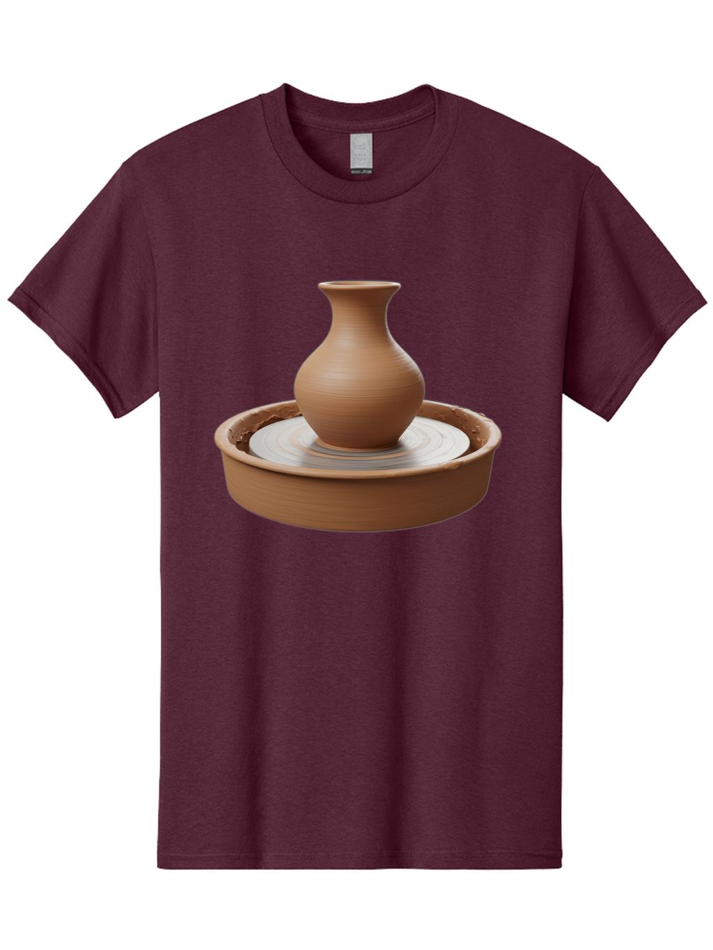 Clay-Vase-On-Pottery-Wheel Men'S Graphic Tee, 100% Cotton, Comfortable Casual Summer Wear, Machine Washable, Pottery Wheel, Clay Vase, Handmade Ceramics, Terra Cotta, Crafting, Artisanal Pottery, Wheel-Thrown Pottery, Ceramic Art, Baa330